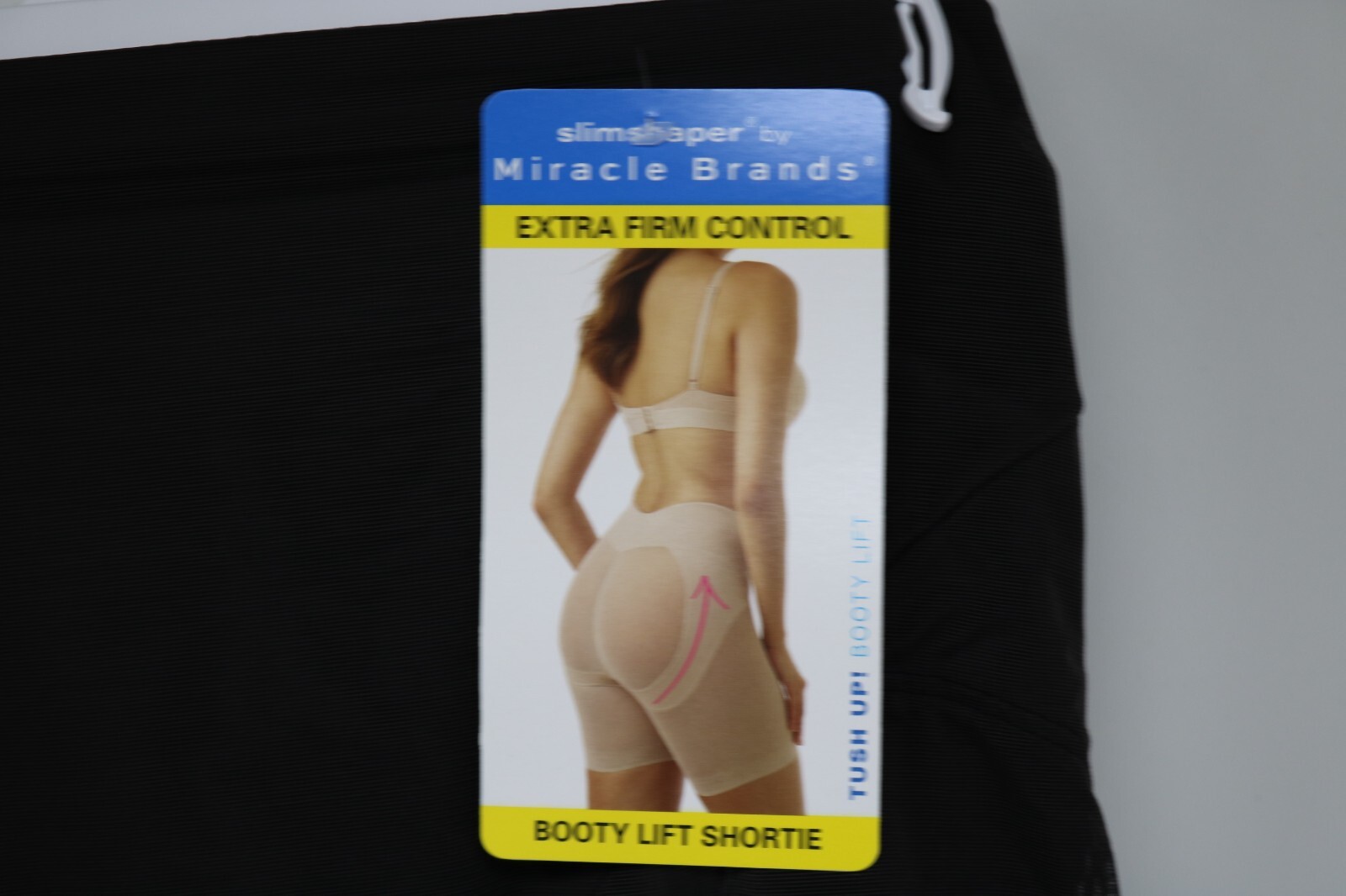 SlimShaper by Miracle Brands Women's Sheer Booty Lift Shortie Black Size XL New