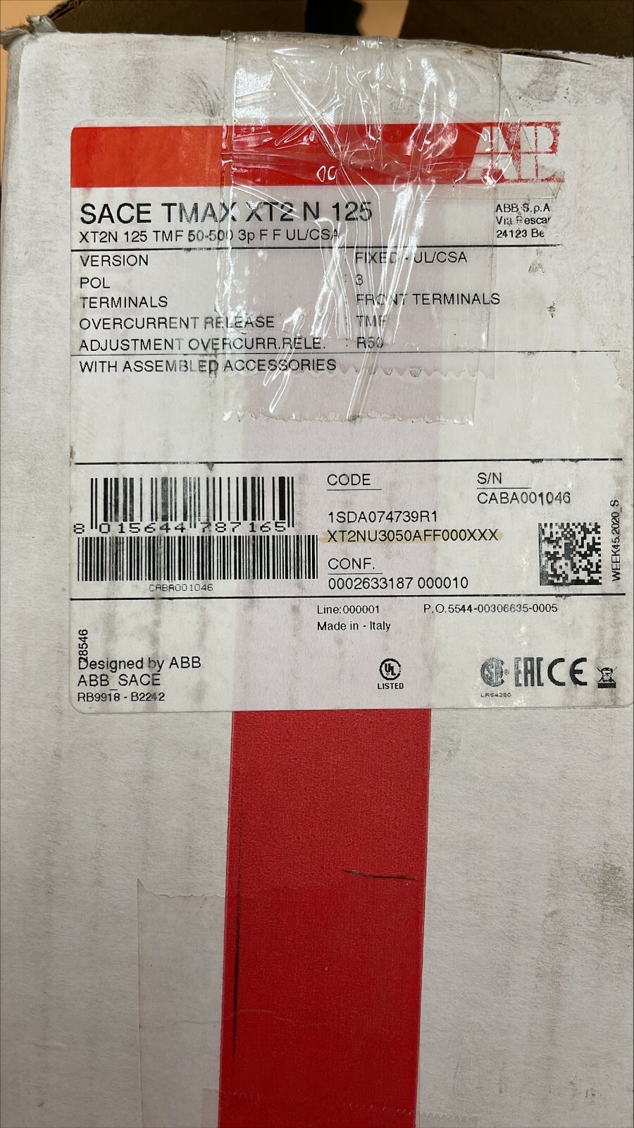 HOUSTON STOCK NEW ABB XT2NU3050AFF000XXX SACE TMAX 50A FREE 2 DAY AIR BUY NOW