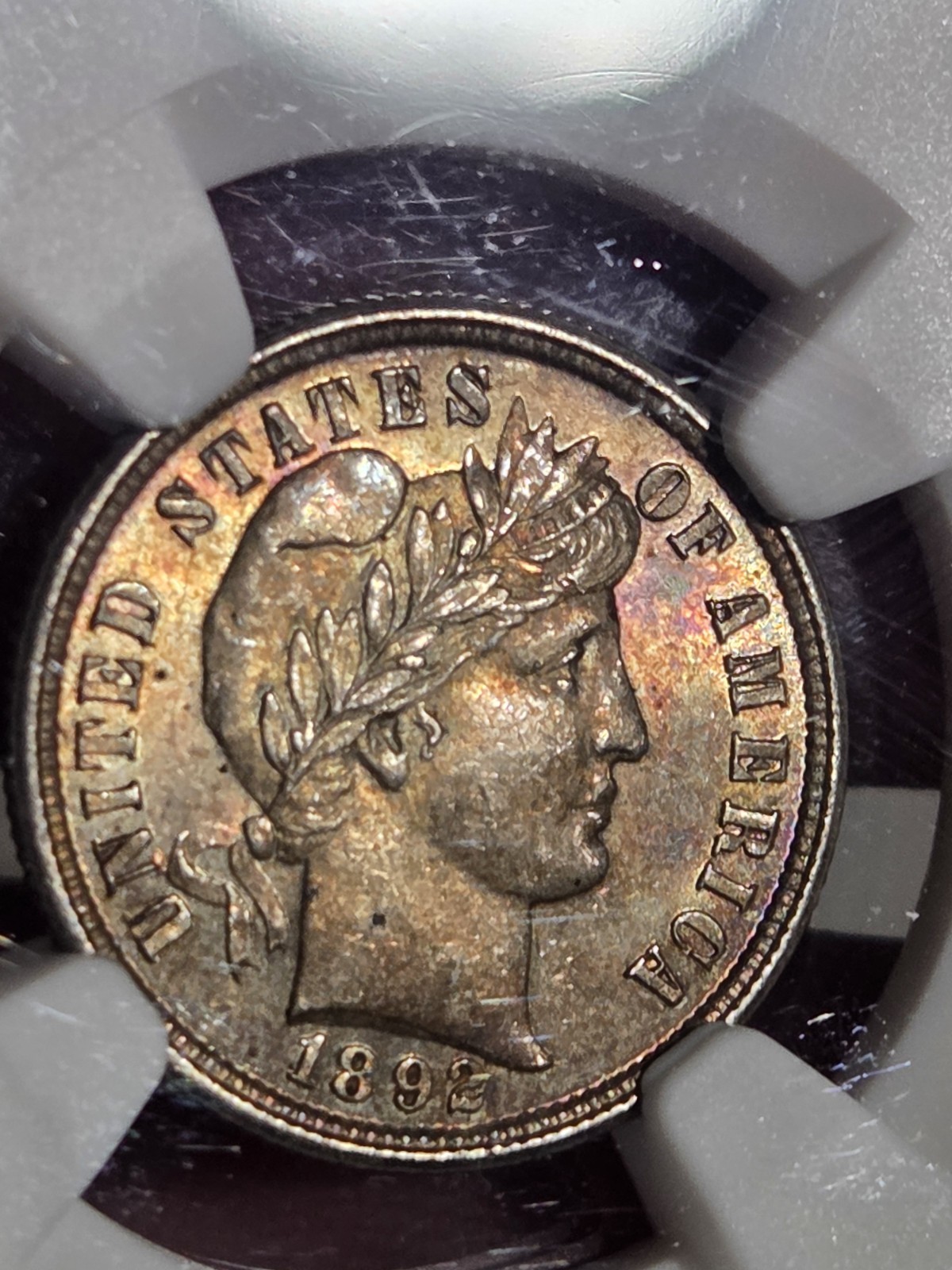 1892 Barber Dime 10c NGC MS63 Toned