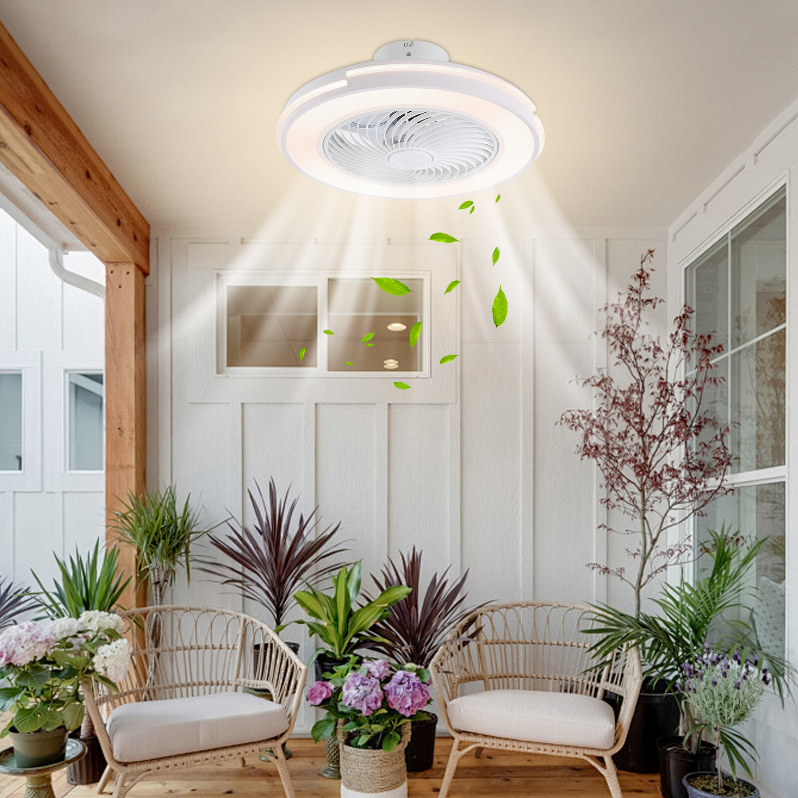 20" Modern Ceiling Fan with LED Light Chandelier Flush Mount Lamp Remote Control