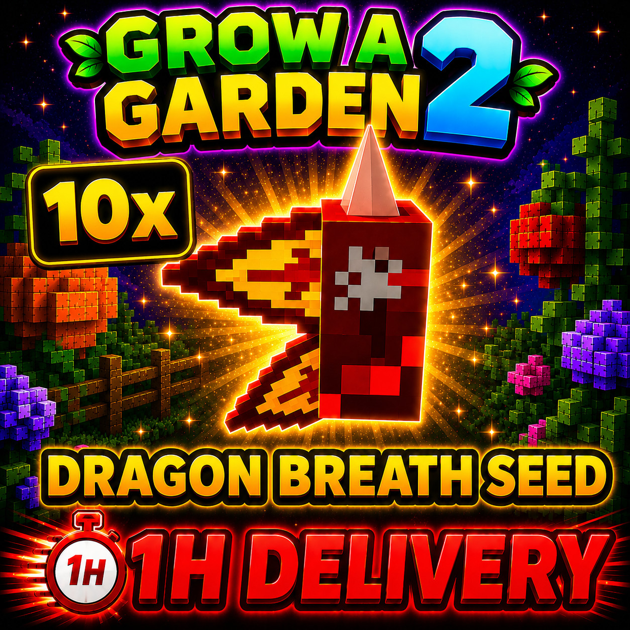 🪴Grow a Garden 2🪴 🐲10x DRAGONS BREATH SEED 🐲 🔴1 HOUR DELIVERY 🔴 Cheapest