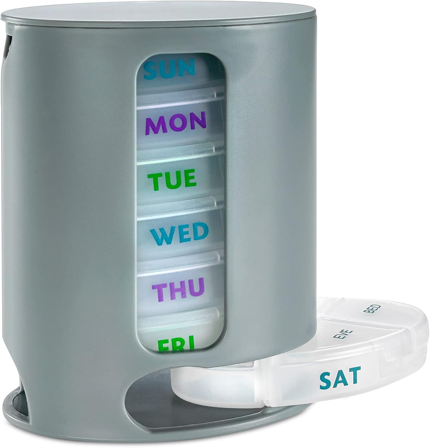 Weekly Pill Organizer, 1 Dispenser, 7 Stackable Compartments Four Times-A-Day -