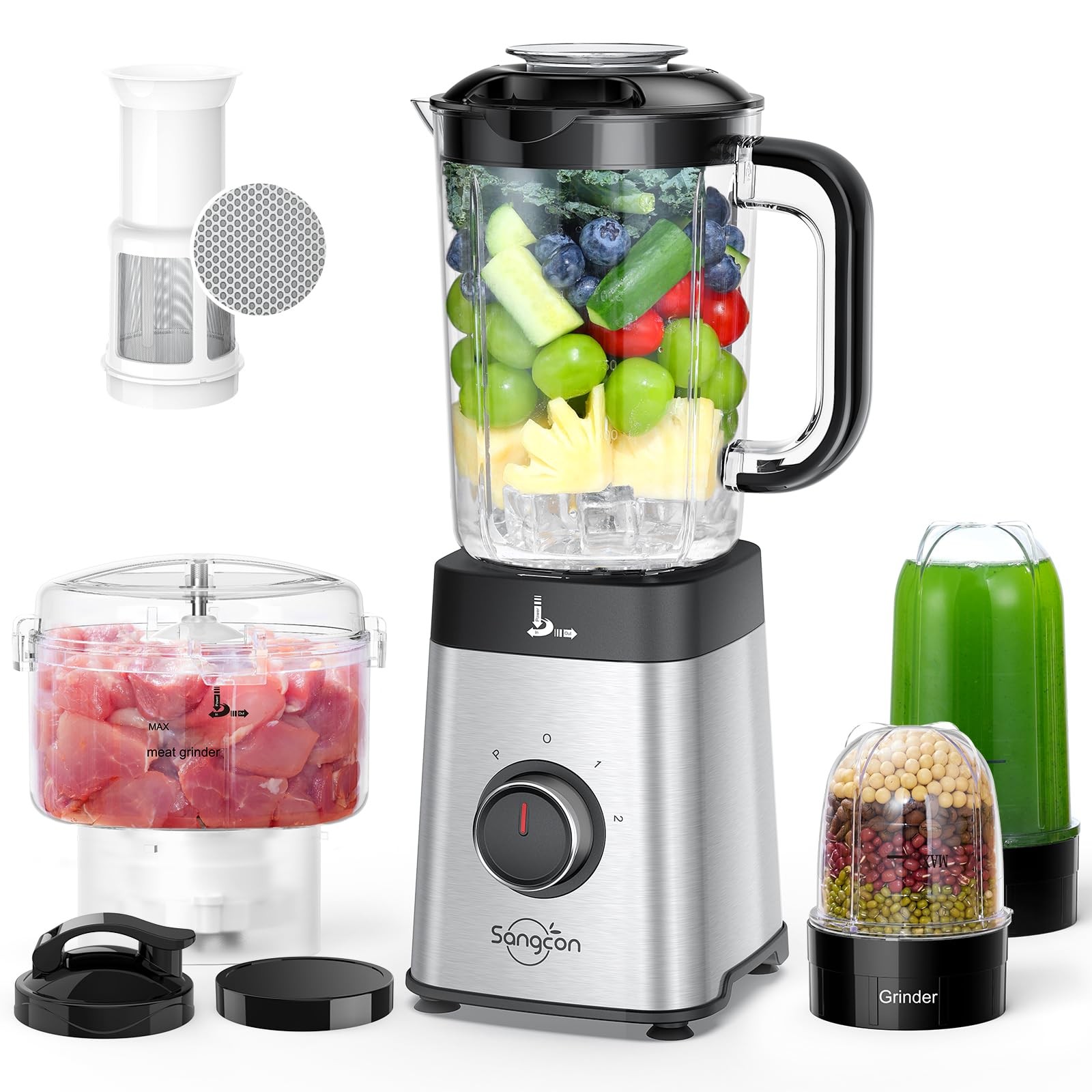Sangcon Blenders and Food Processor Combo for Kitchen, 5 in 1 Blender for Sha...