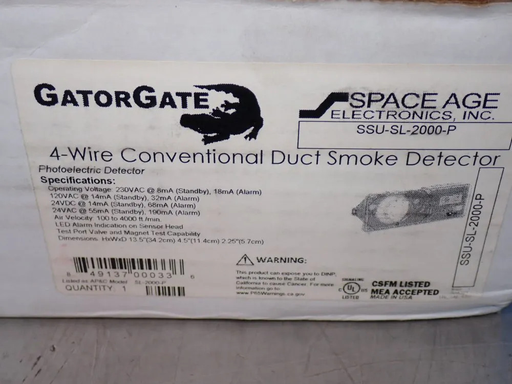 SPACE AGE ELECTRONICS GATORGATE 4-WIRE CONVENTIONAL DUCT SMOKE DETECTOR