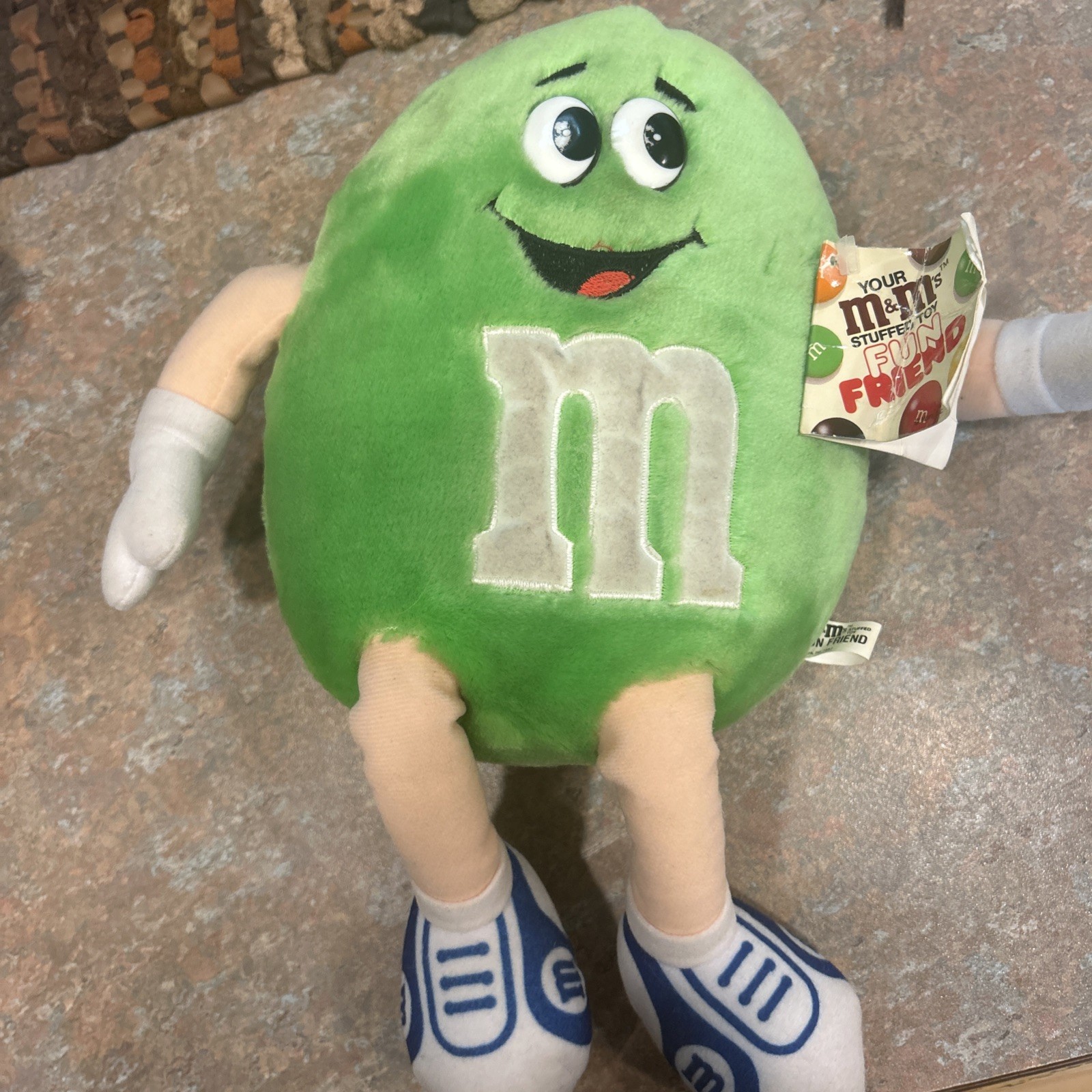 Vintage 1987 Green M&M Chocolate Fun Friends Mars Inc Plush Soft Toy 13”