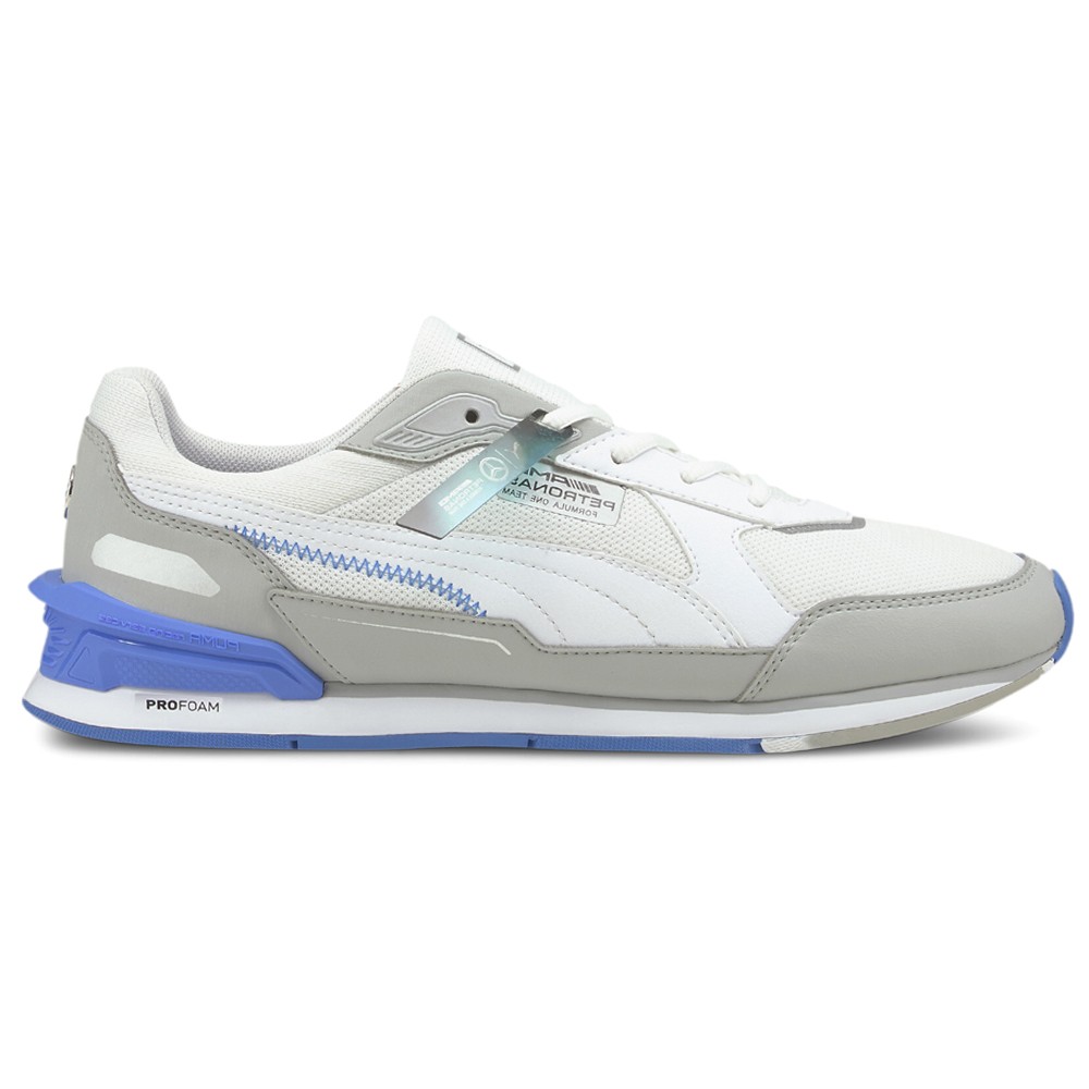 PUMA Mercedes Amg Petronas F1 X Low Racer Lace Up  Mens Grey, White Sneakers Cas