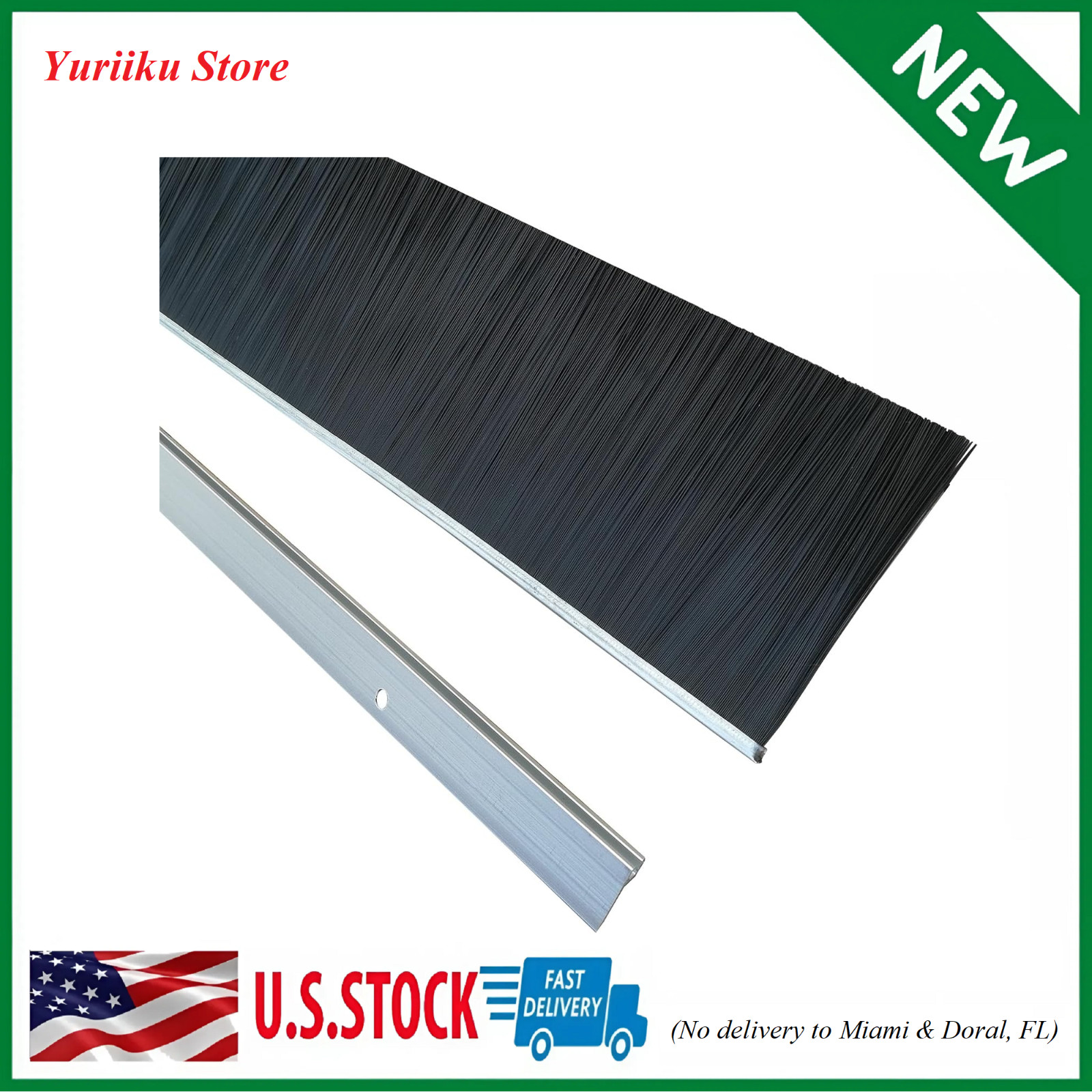 4 x 39.37 Inche Net Hair 3 Inches Wide Door Brush Sweeps Seal Garage Roll Up Doo