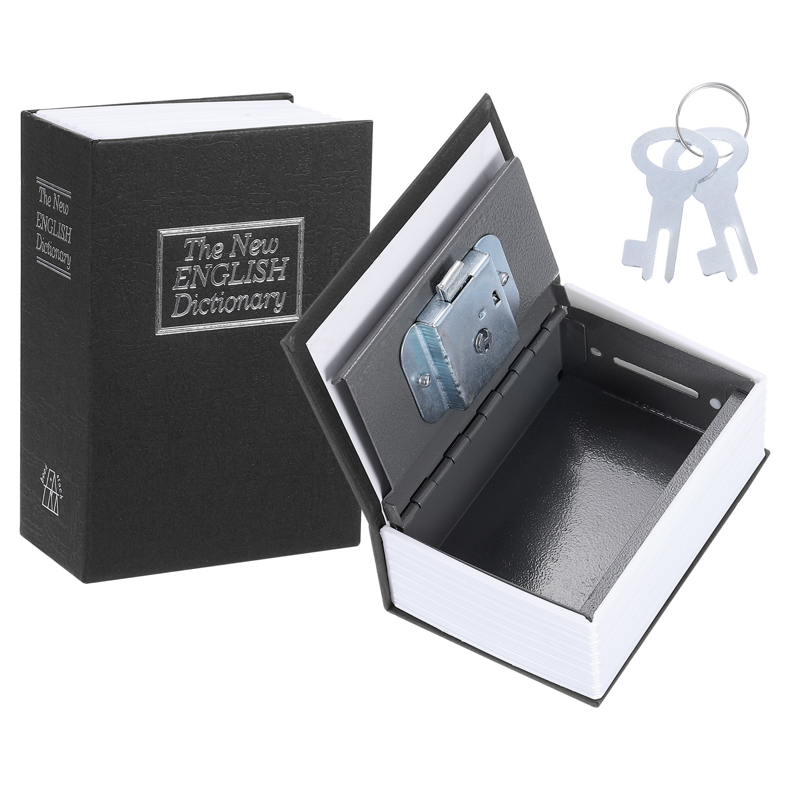 4.53" x 3.35" x 1.77"Diversion Book Safe, Hidden Storage Box with Key Lock Black
