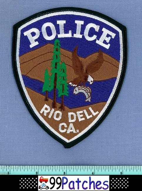 RIO DELL CALIFORNIA Police Shoulder Patch FISH FISHING EAGLE LAKE TREES 7J