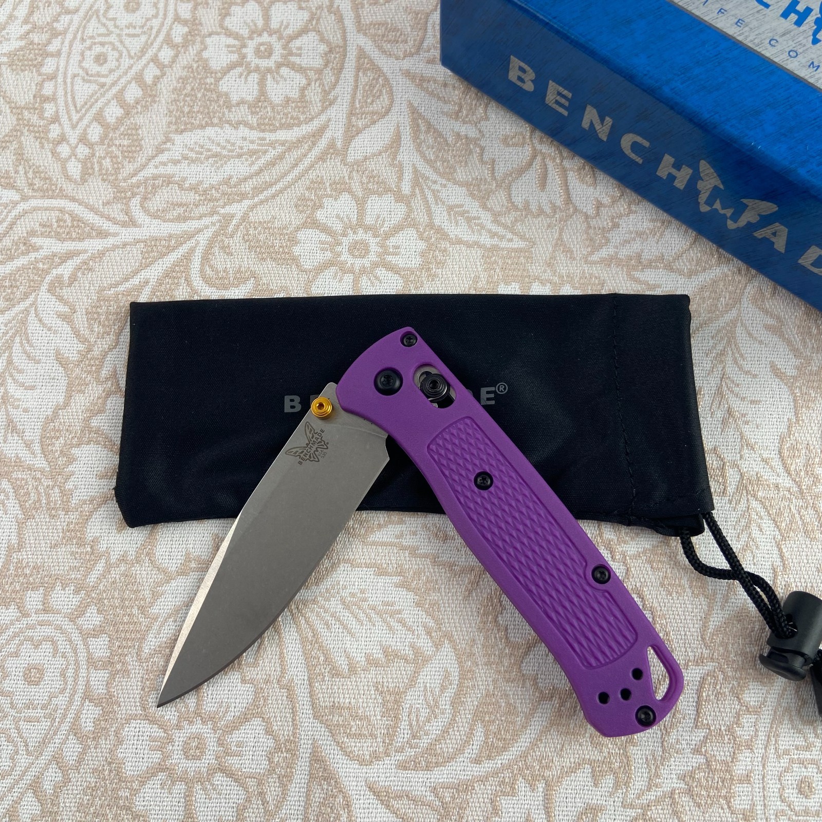 Benchmade 535 Bugout Folding Knife CPM-S30V Steel Purple Grivory Handle