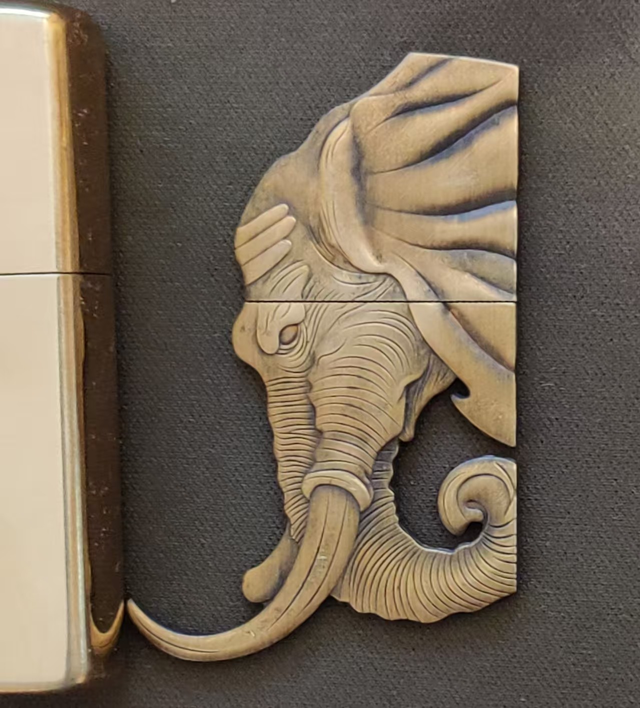 1 piece Brass Elephant statue sticker Lighter DIY Accessory