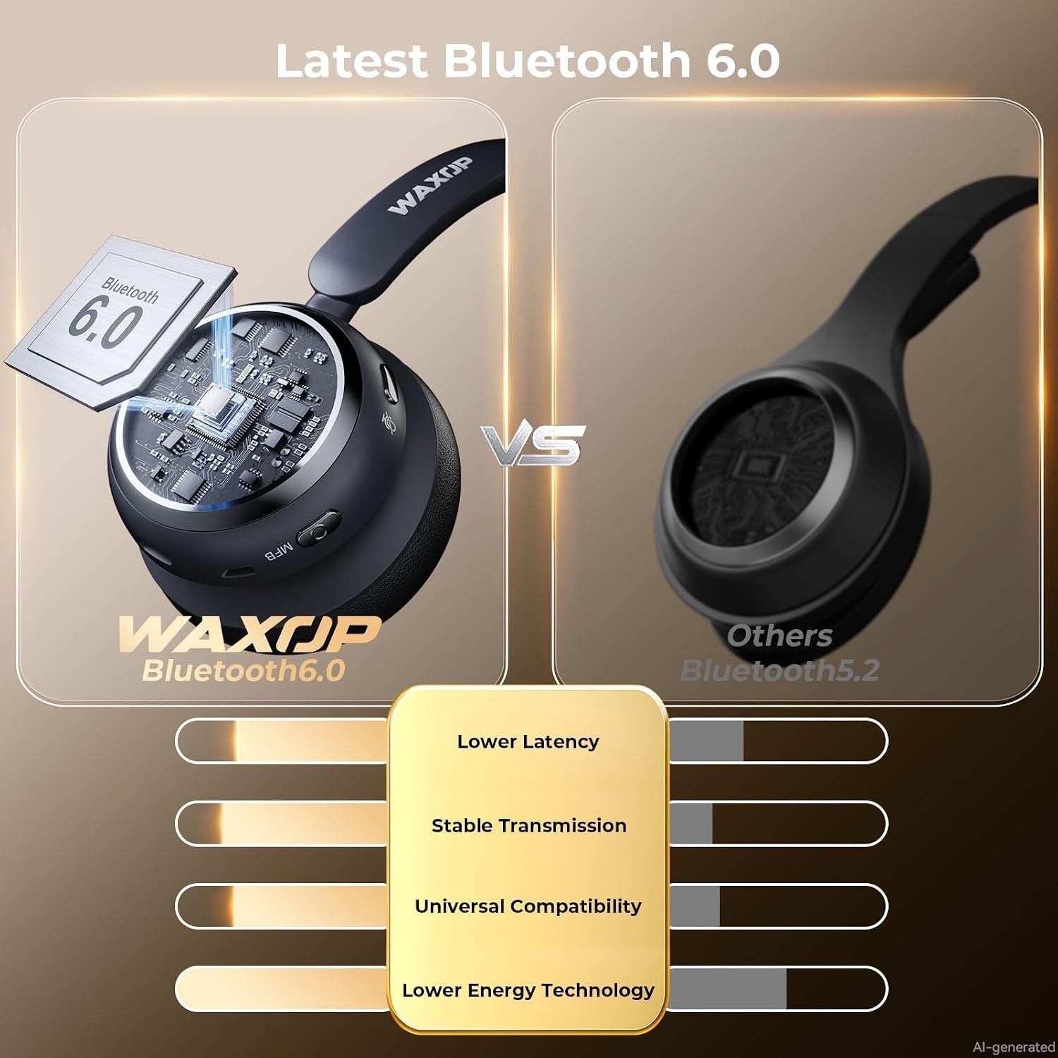 Wireless Headset with Mic for Work, Bluetooth 6.0 Headset with Microphone for PC