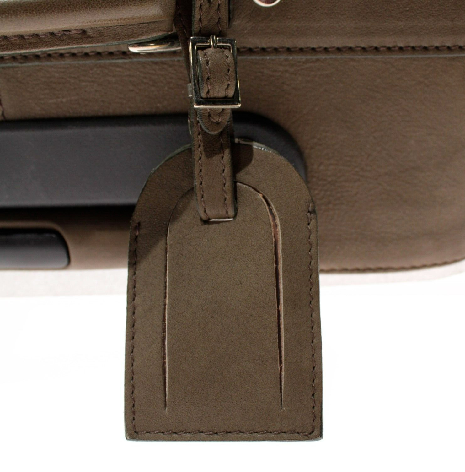 Luciano Barbera NWOT Leather Roller Suitcase in Solid Olive Green
