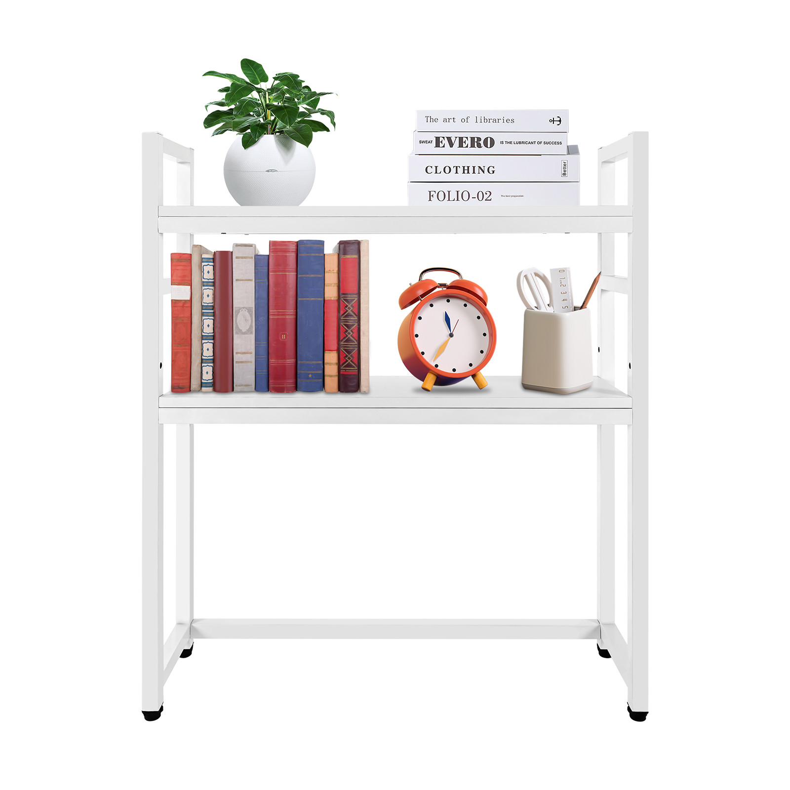 2 Layers Desktop Computer Bookcase Display Shelf for Home Office Workers
