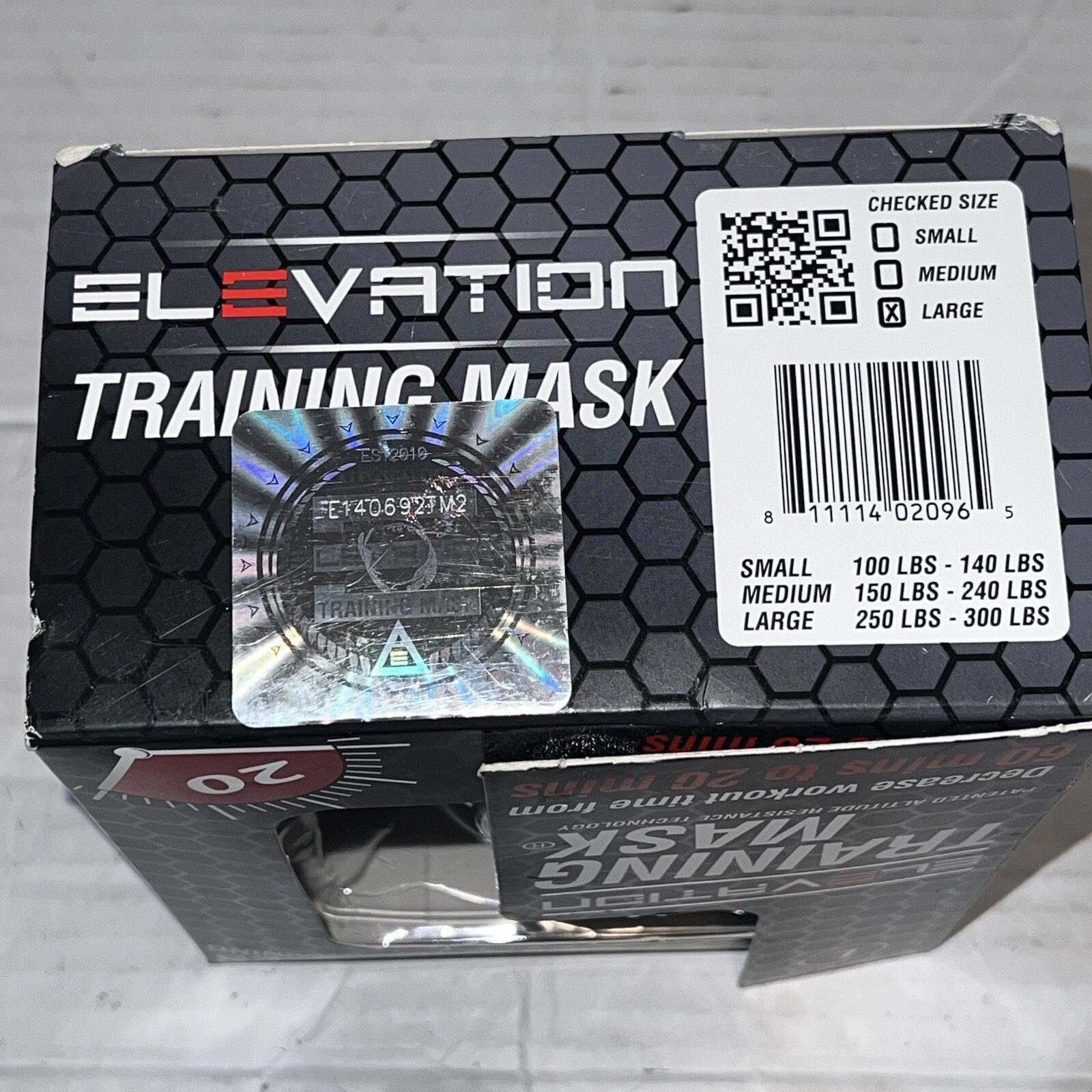 Elevation Training Mask High Altitude Simulation Size Large Open Box Shows Wear