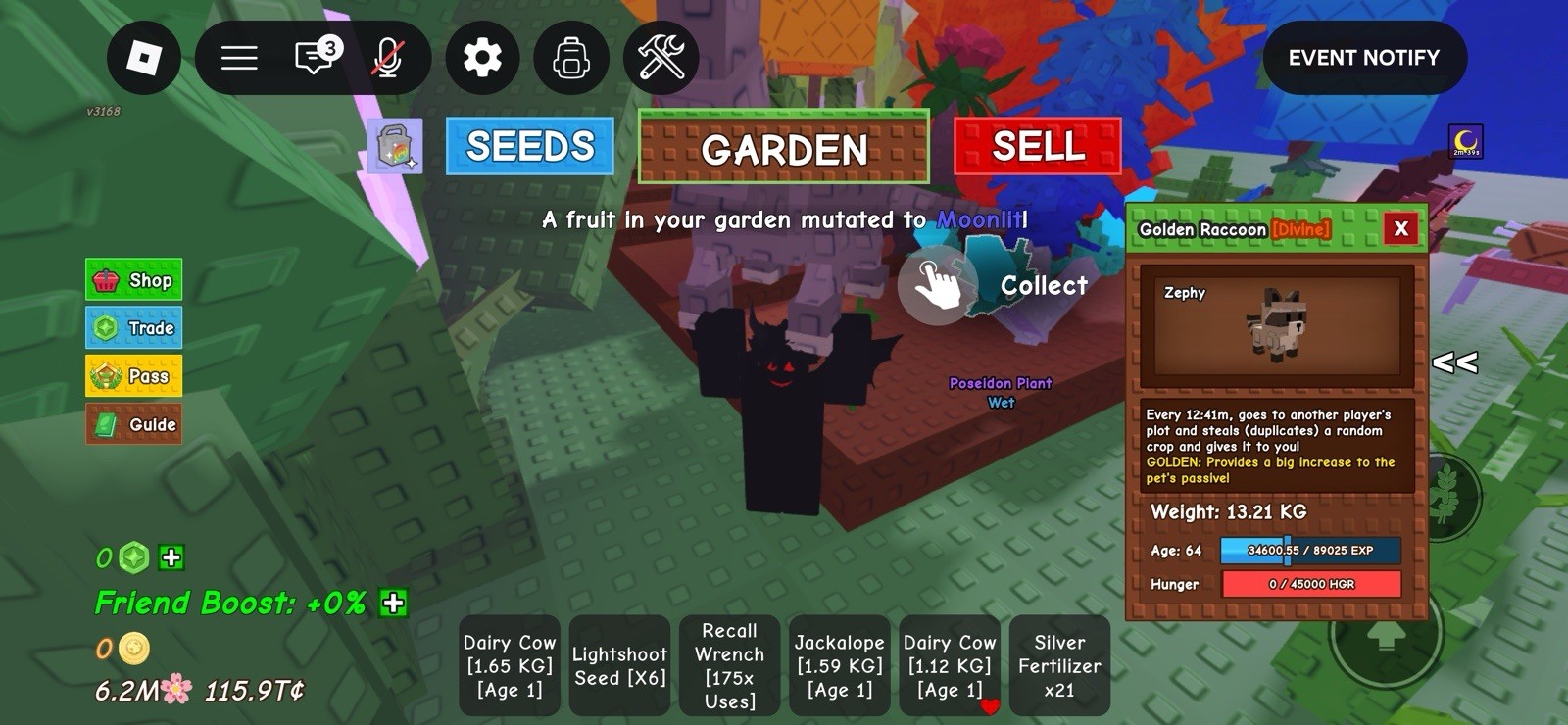 Roblox Golden Raccoon [Divine] Game Item/Asset - Golden Divine - ID Zephy