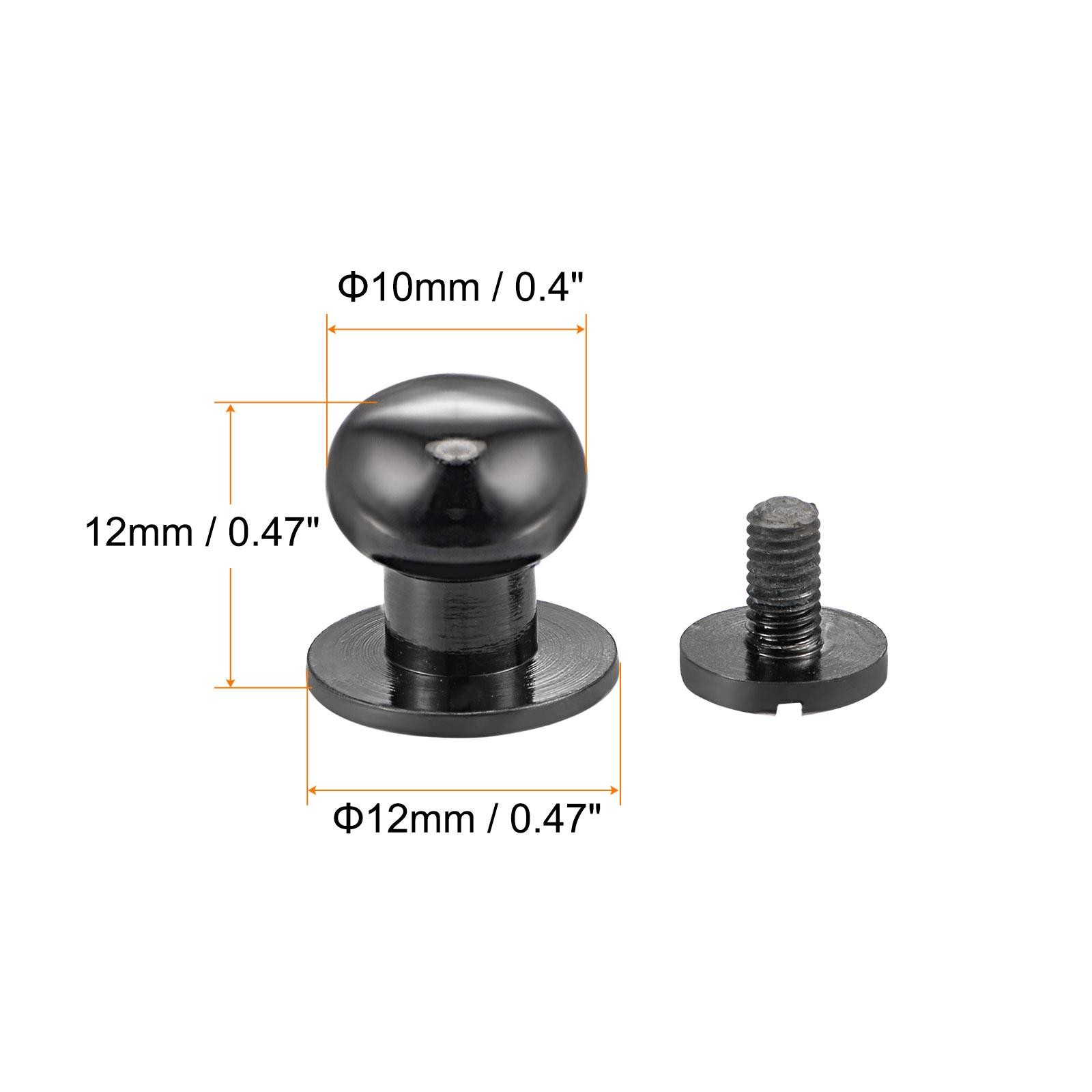 10 Set 10mm Solid Brass Round Head Lock Screw Rivets Pin Fixing, Black