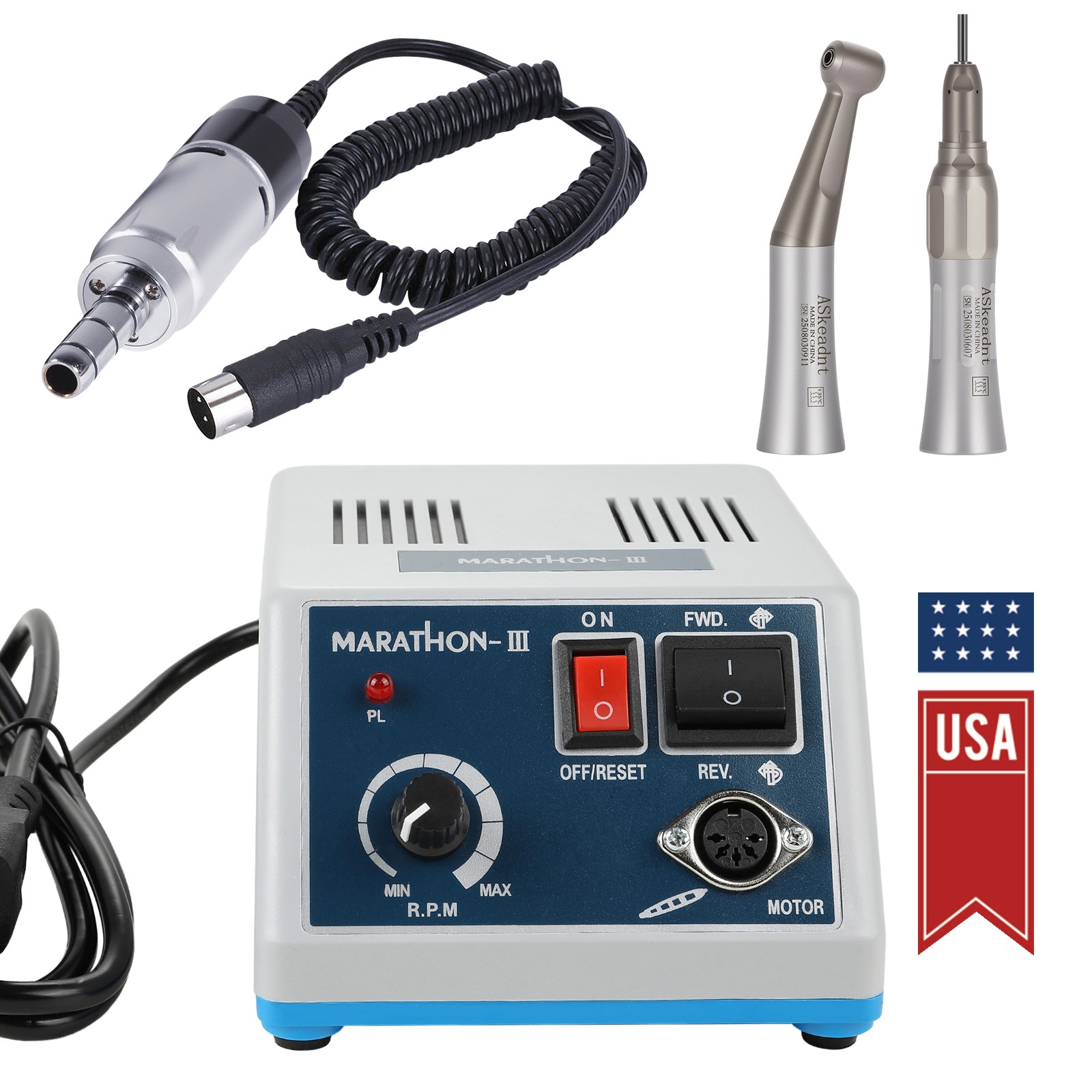 Dental Lab Electric Micromotor Marathon/Contra Angle/Straight Handpiece/Burs FX
