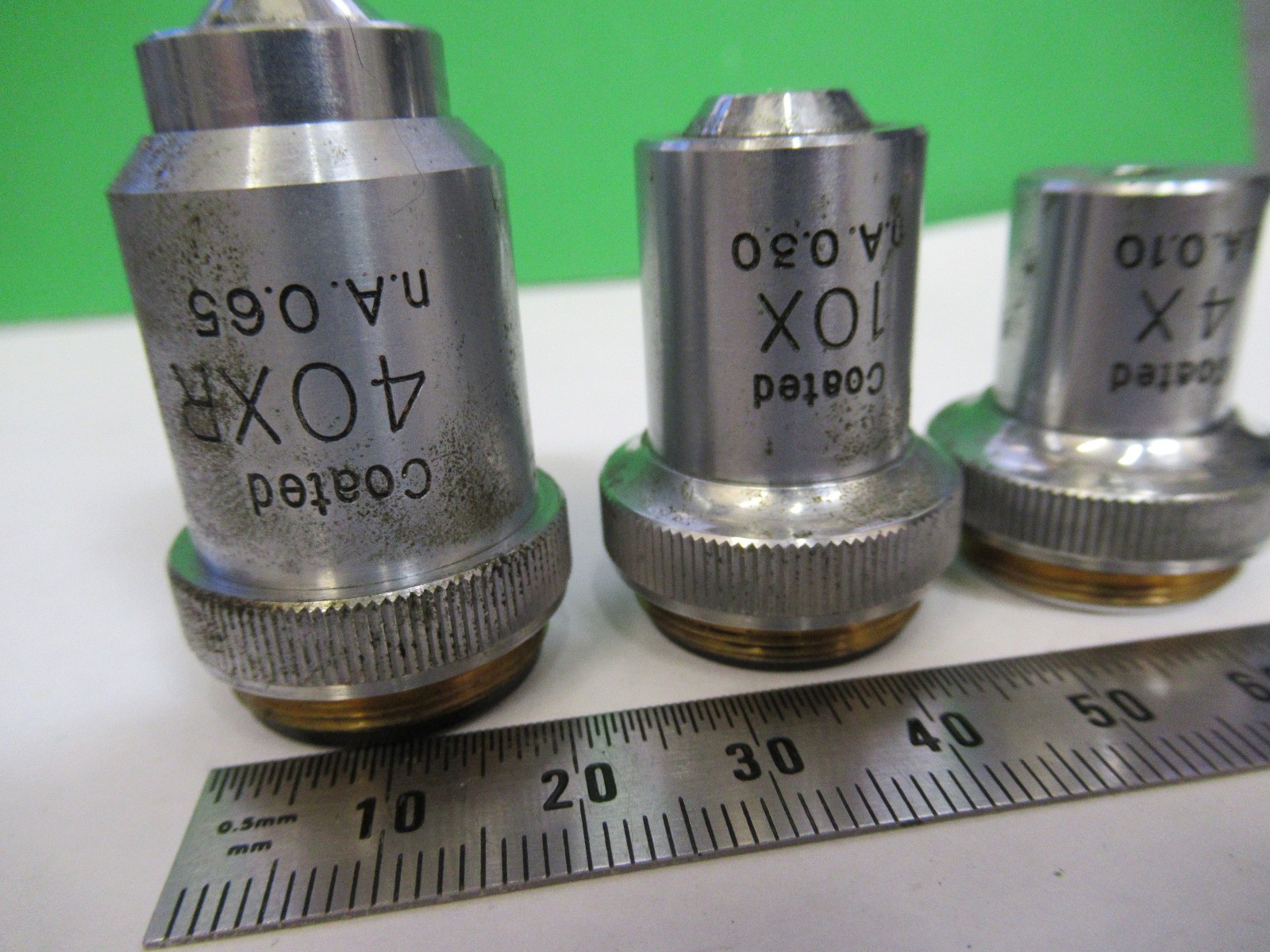 LOT UNITRON OBJECTIVES 4X 10X 40X OPTICS MICROSCOPE PART AS PICTURED V3-A-58