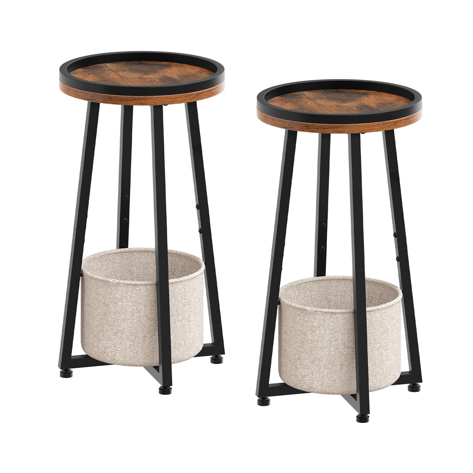 HOOBRO Small Round Side Tables, Set of 2, 2-Tier Round Sofa End Tab... Fast Ship