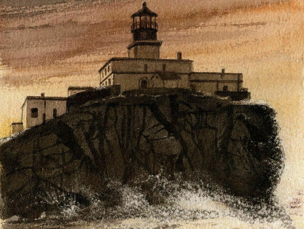 Tillamook Rock Lighthouse Sunset, Oregon. Terrible Tillie. Gerald Hill Notecards
