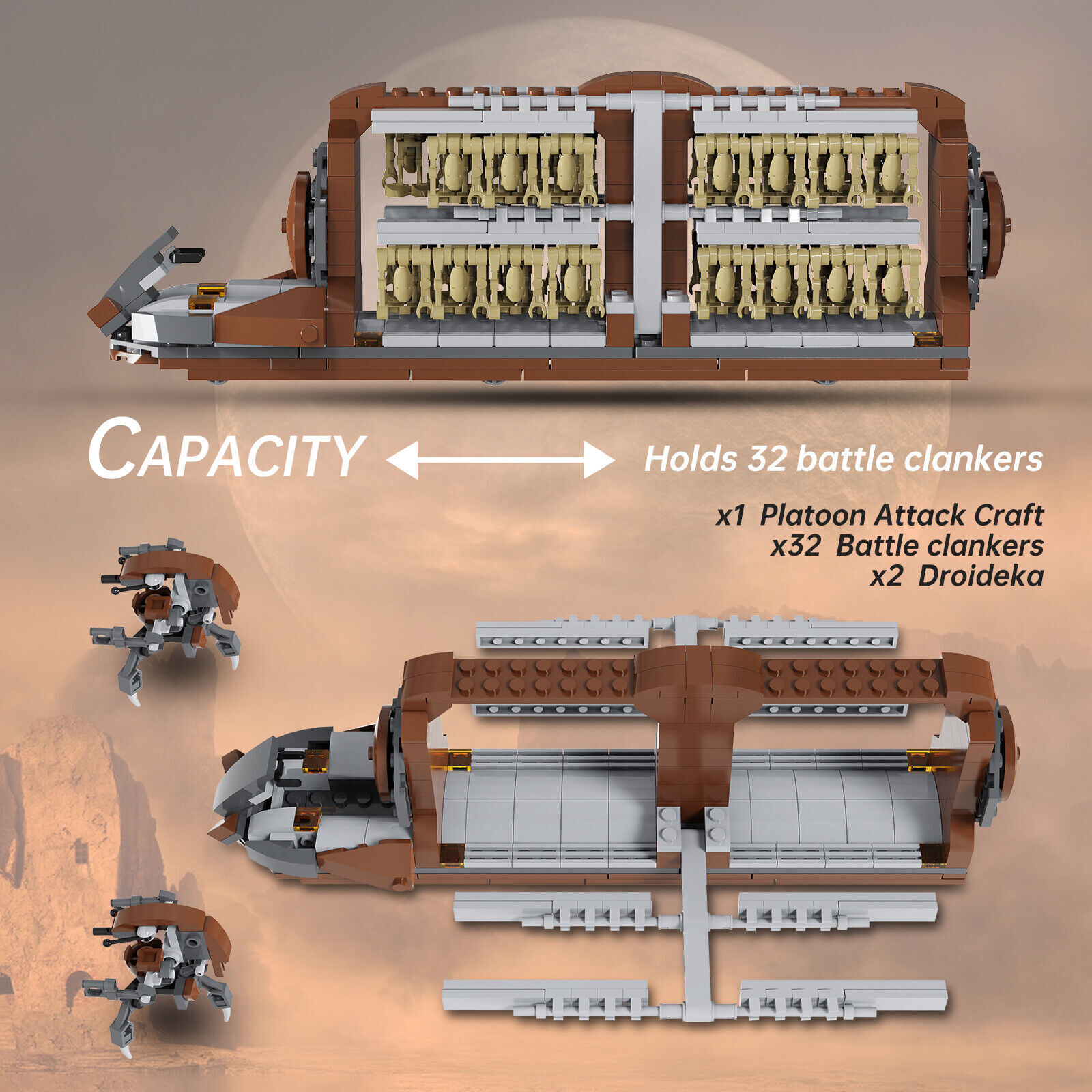 Robot Platoon Attack Aircraft and Destroyer Building Blocks MOC Model Bricks Toy