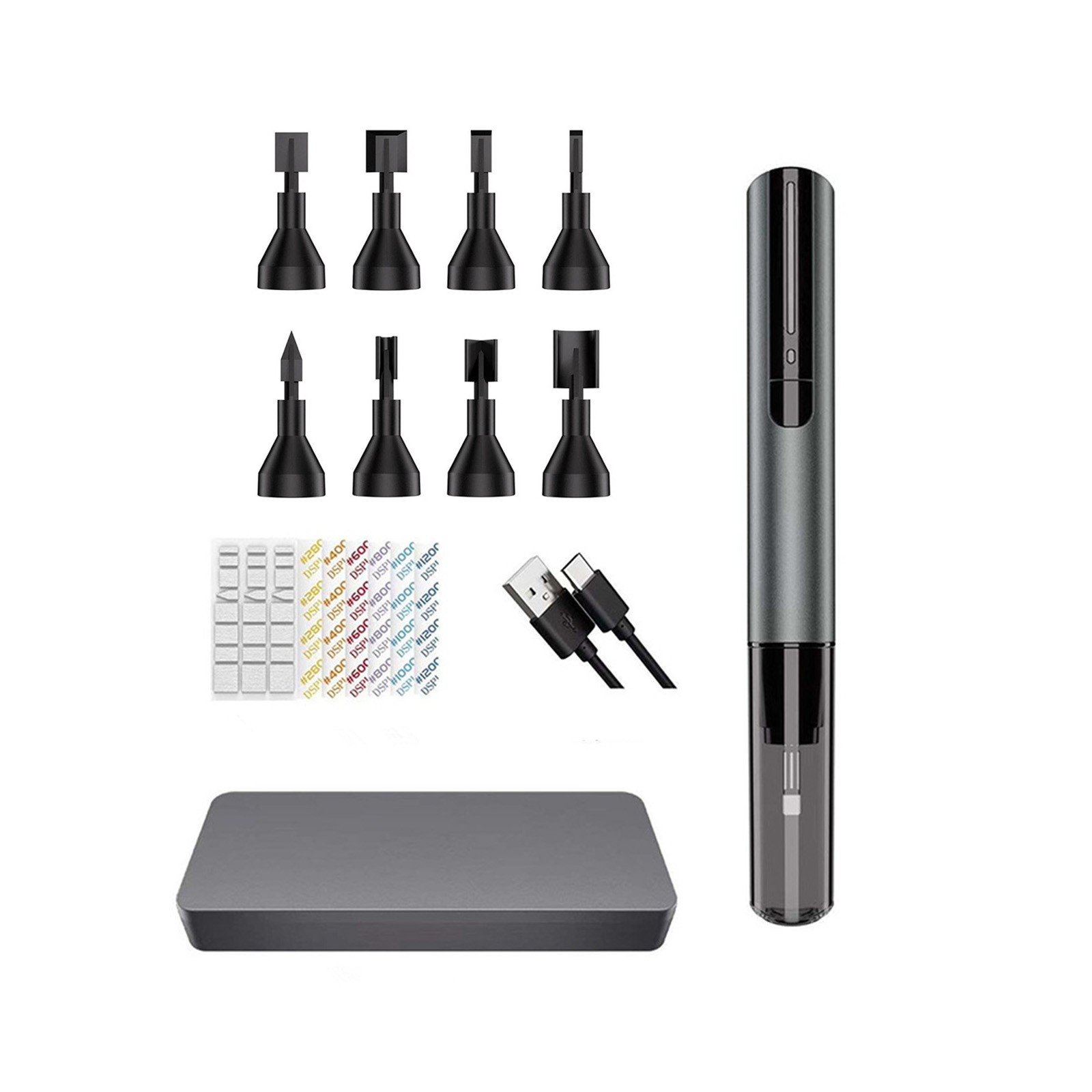 High-Speed Reciprocating Sander Pen 8 Interchangeable Heads & Silicone Paper