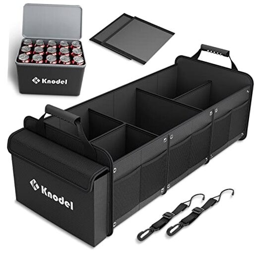 Extra Large Trunk Organizer With Cooler Bag, 3 Compartments Car Organizer,