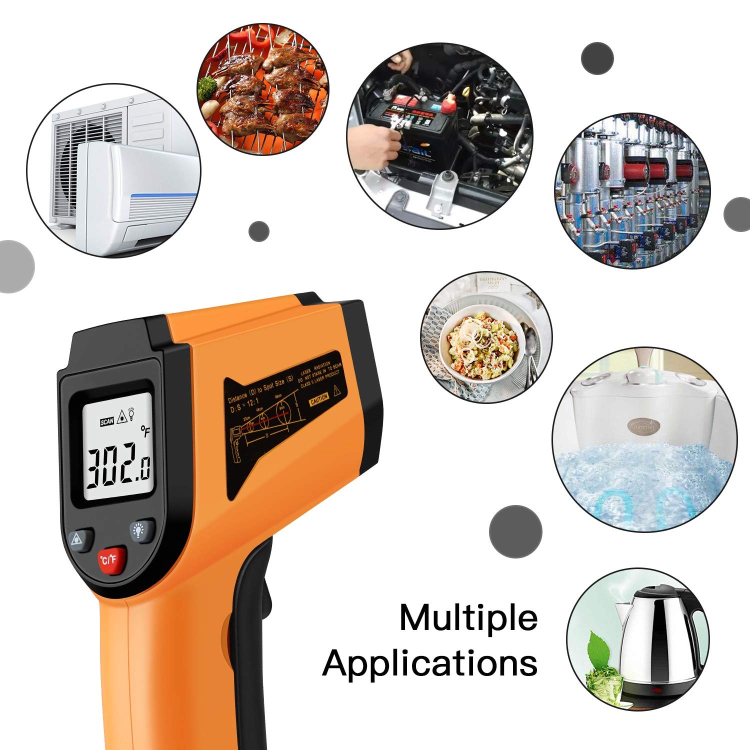 Infrared Temperature Gun Non-Contact Orange