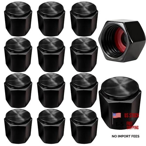 12 Pcs Aluminum Tire Valve Stem Caps Rubber Sealing Ring Universal Dustproof