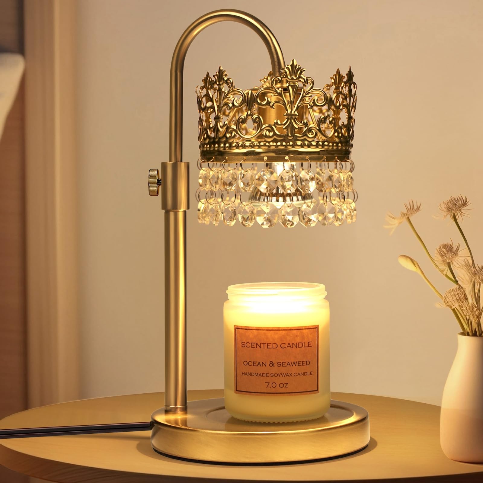 DMBOSS Candle Warmer Lamp Timer Dimmer Adjustable Height 2 Bulbs Crystal Candle