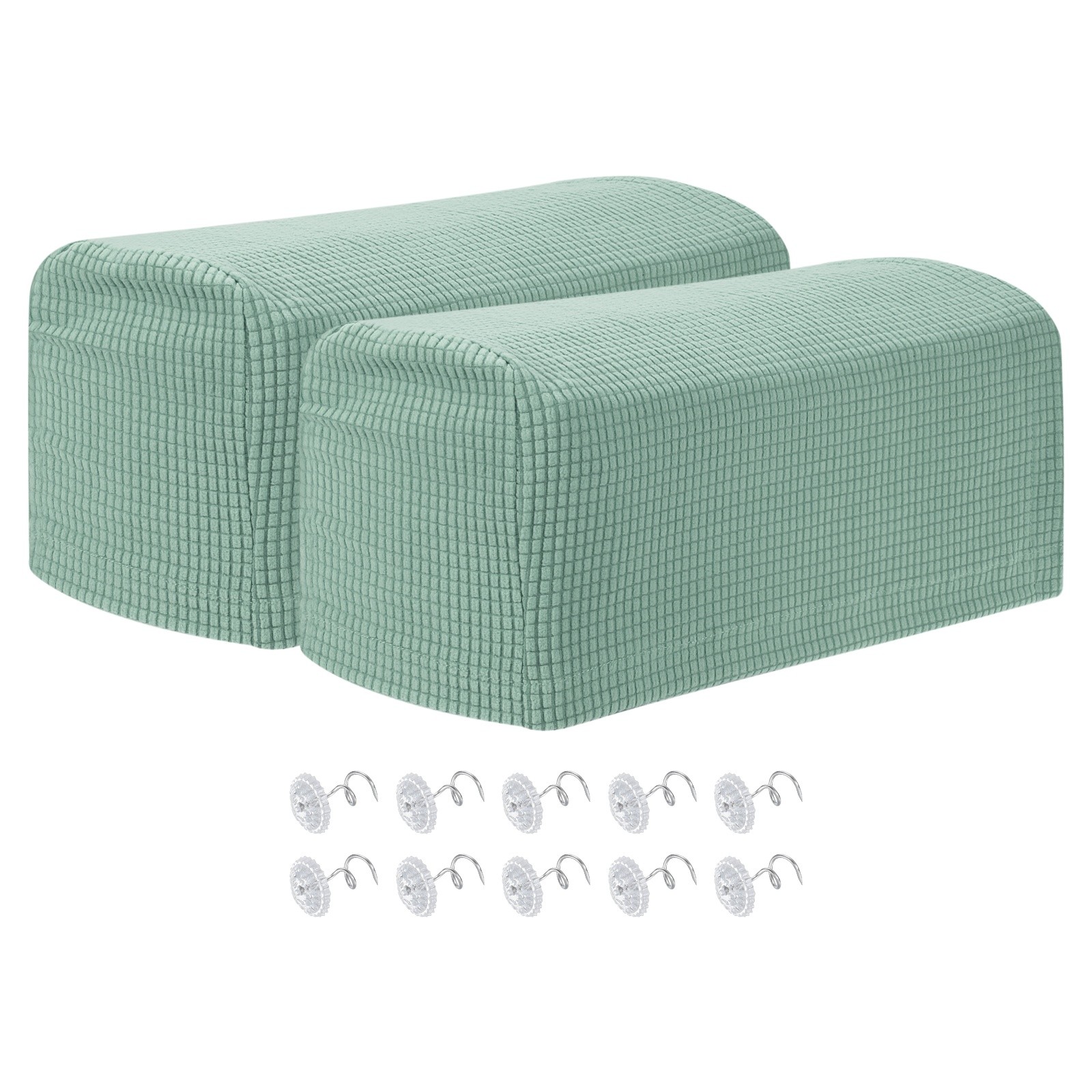 2Pcs Stretch Armrest Covers, Couch Arm Slipcovers with Twist Pins, Mint Green