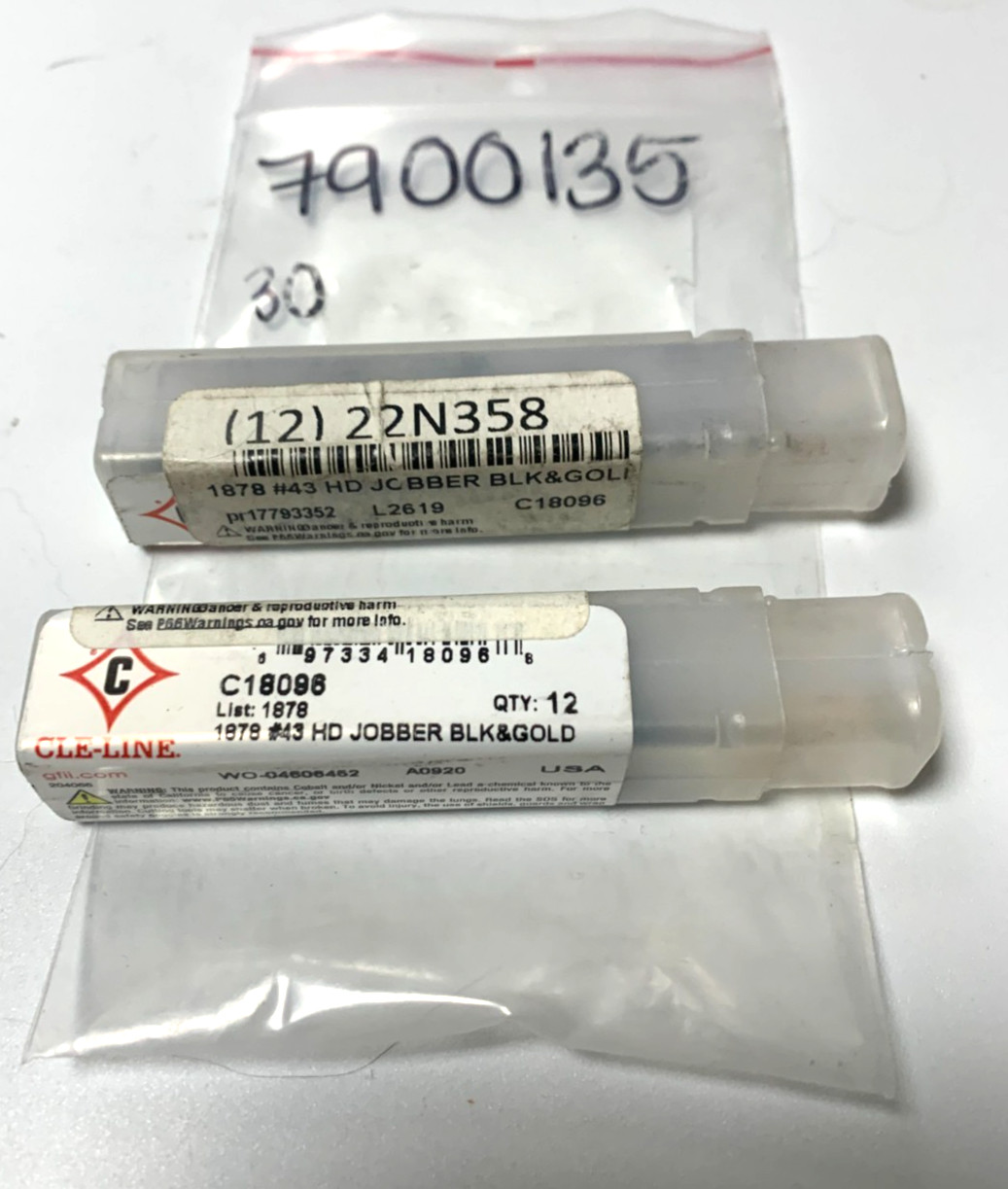 [Lot of 24] CLE-LINE C18096 Jobber Drill Bits,#43,HSS 22N358 - NEW