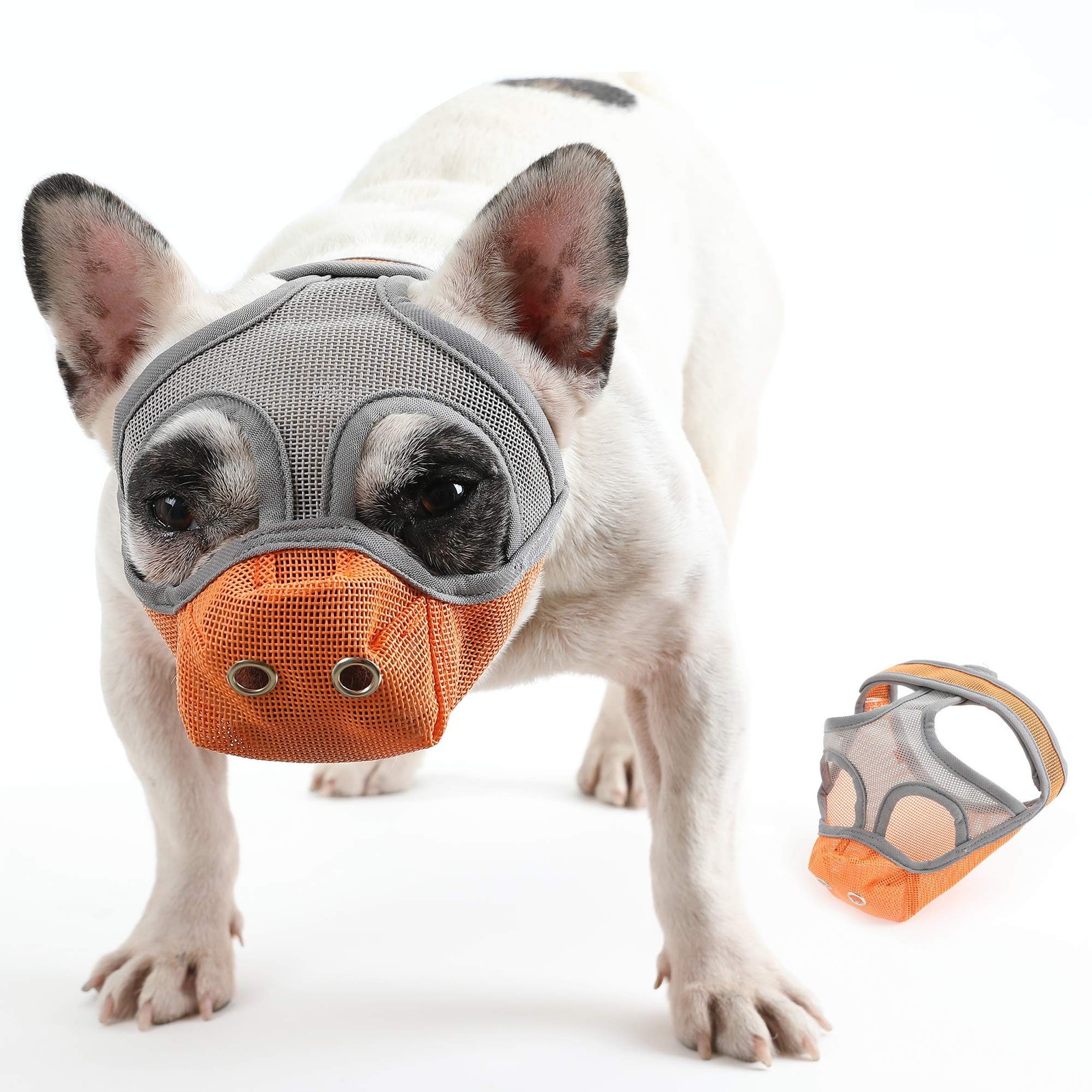 Short Snout Dog Muzzles - Bulldog Muzzle Adjustable Breathable Mesh Can Stick...