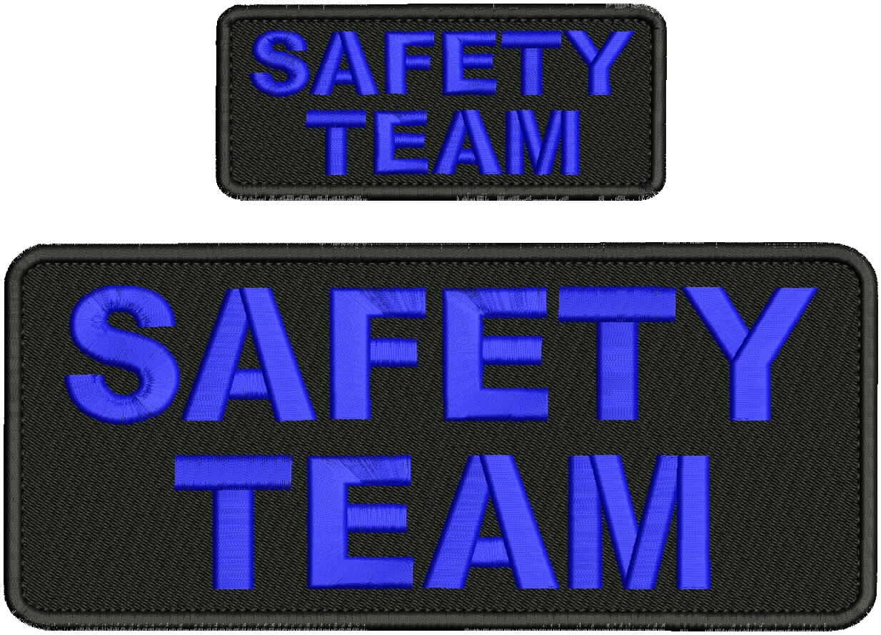 Collectible 2 Embroidery Patch ''Safety Team'' 4x10 and 2x5 Dr Blue On Black