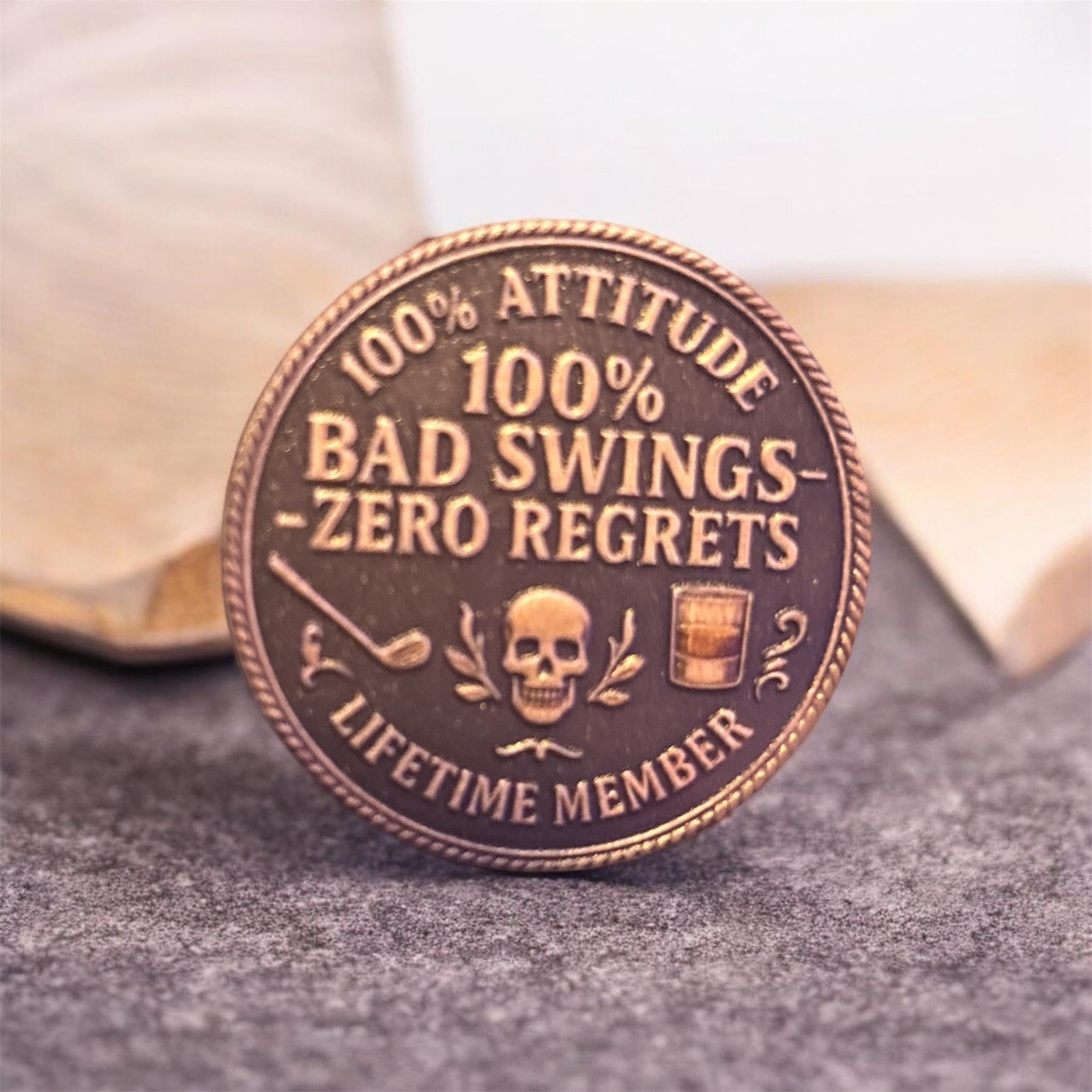 Over Par Old Bastards Golf Coin, Funny Golf Challenge Coin Whiskey Design AE