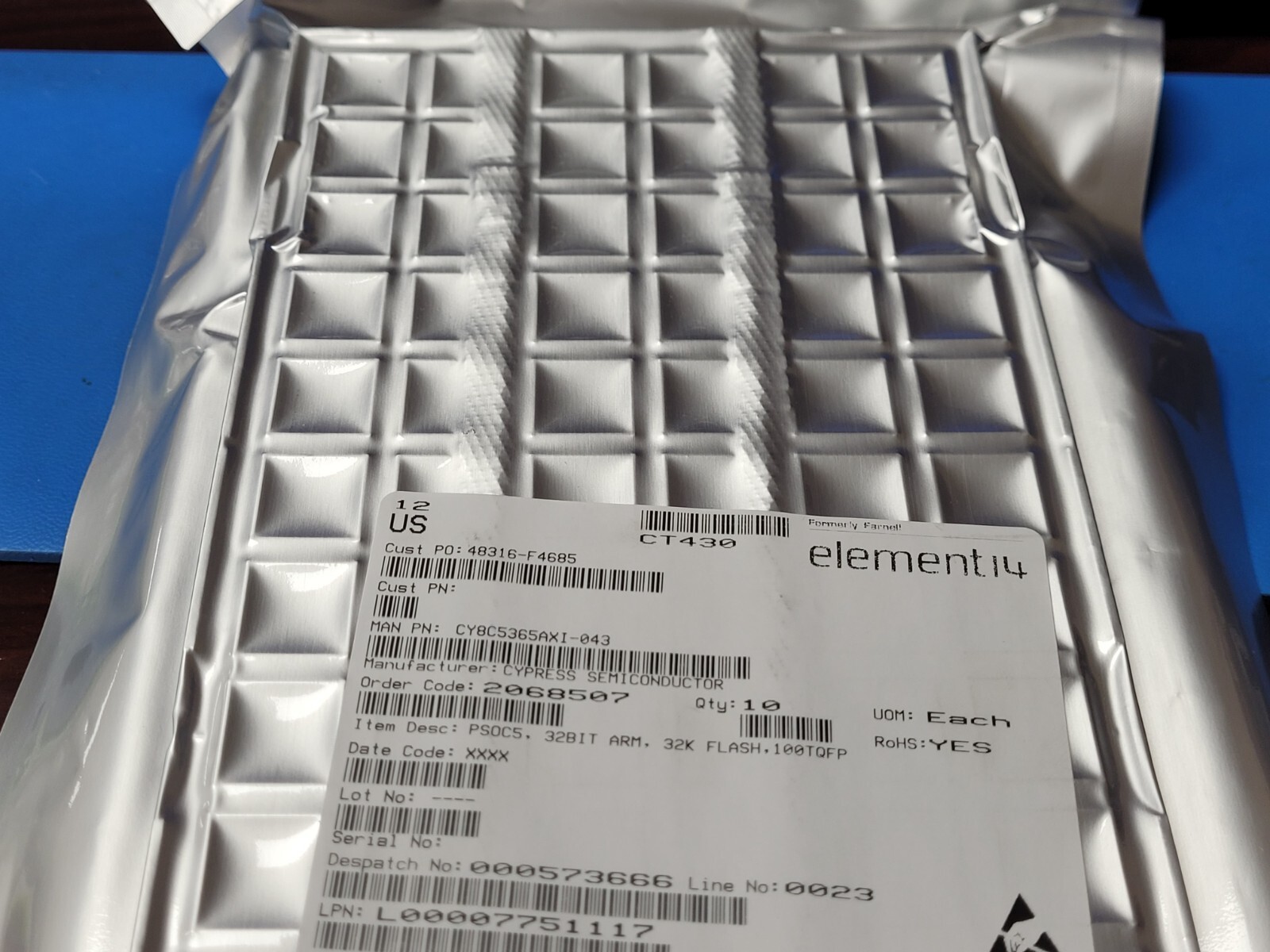 (1 PC) CY8C5365AXI-043 CYPRES IC MCU 32BIT 32KB FLASH 100TQFP ROHS