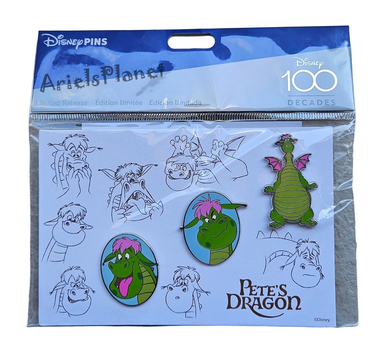 Disney Parks 100 Years Decades 1970 Pete’s Dragon Elliott Pin Set of 3