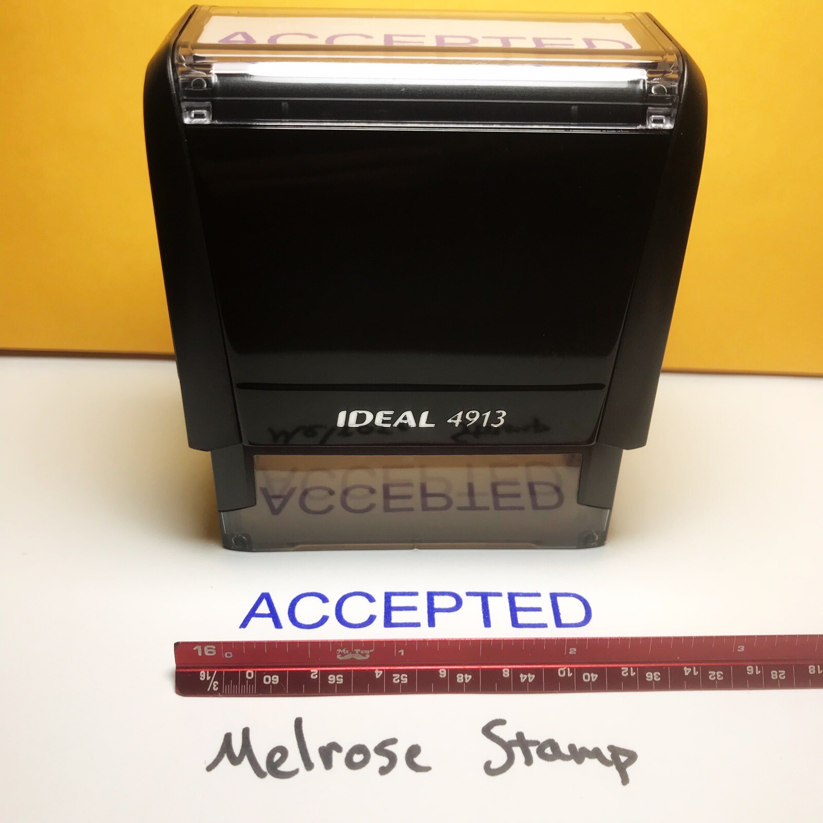 Accepted Rubber Stamp Blue Ink Self Inking Ideal 4913