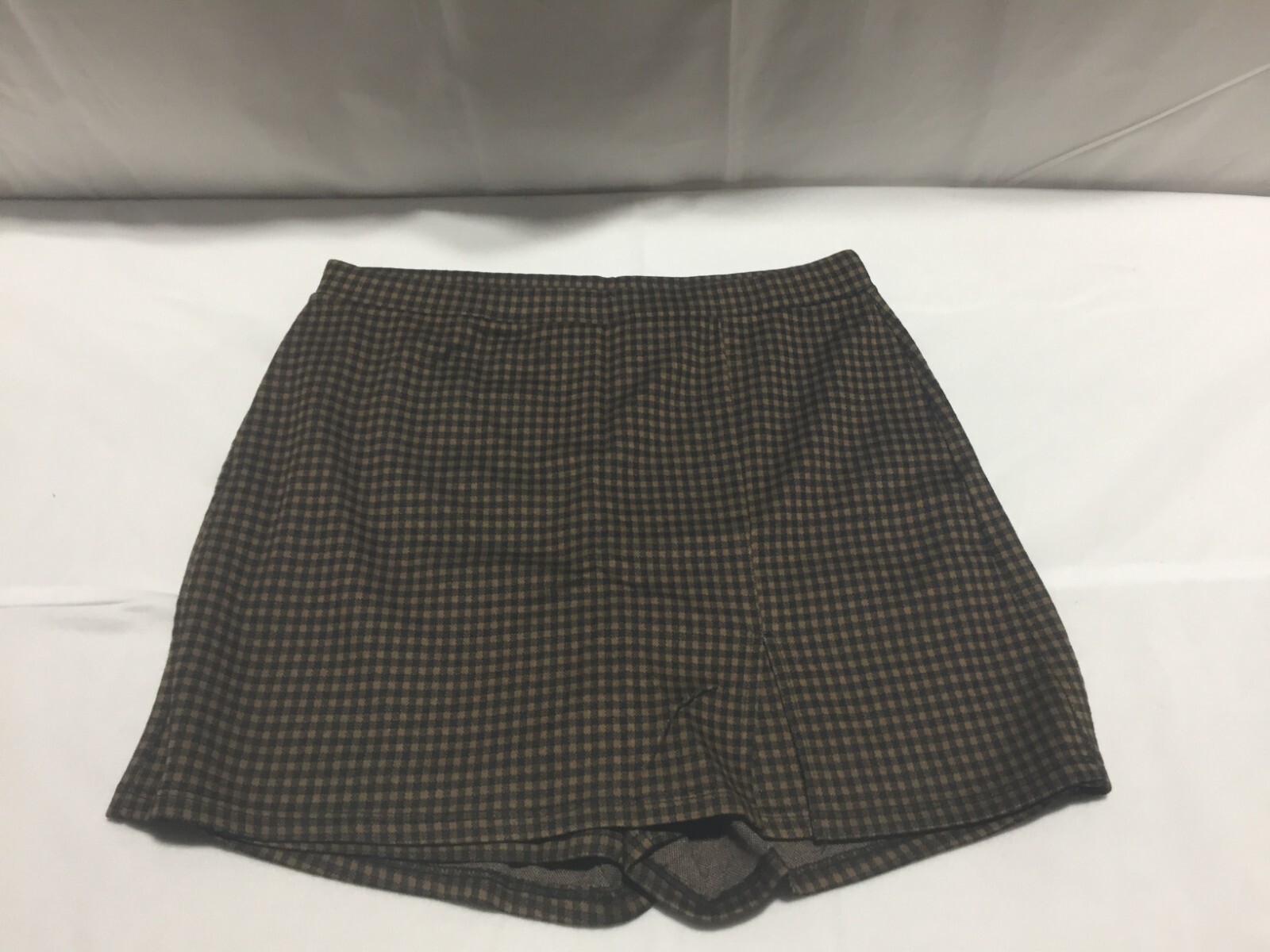 P443 RACHEL Sydney Mocha Plaid Skort Womens Size Large