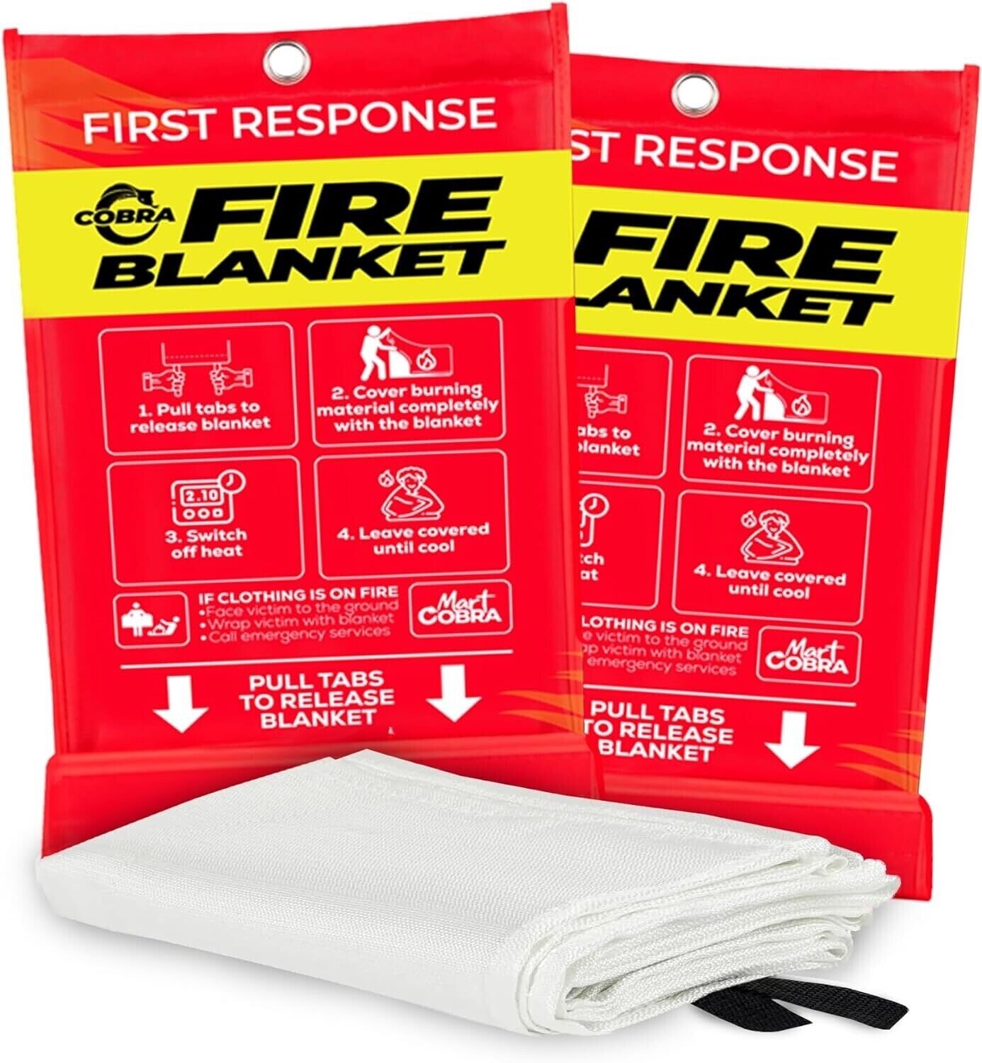 MartCobra Emergency Fire Blanket 4 Home Kitchen Camping Easy to Carry40”x40” 2PK