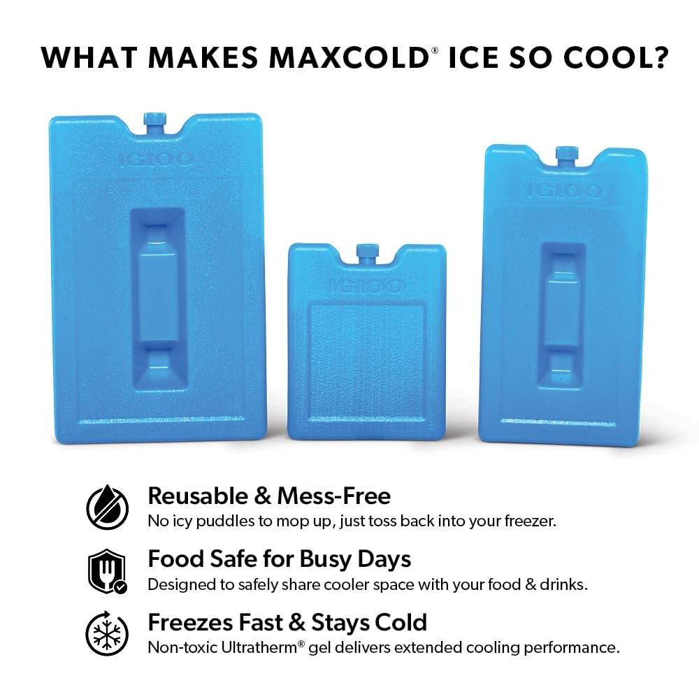Large Maxcold 2 Pack Ice Block, Reusable Ice Packs for Coolers, Freezer Pack,...