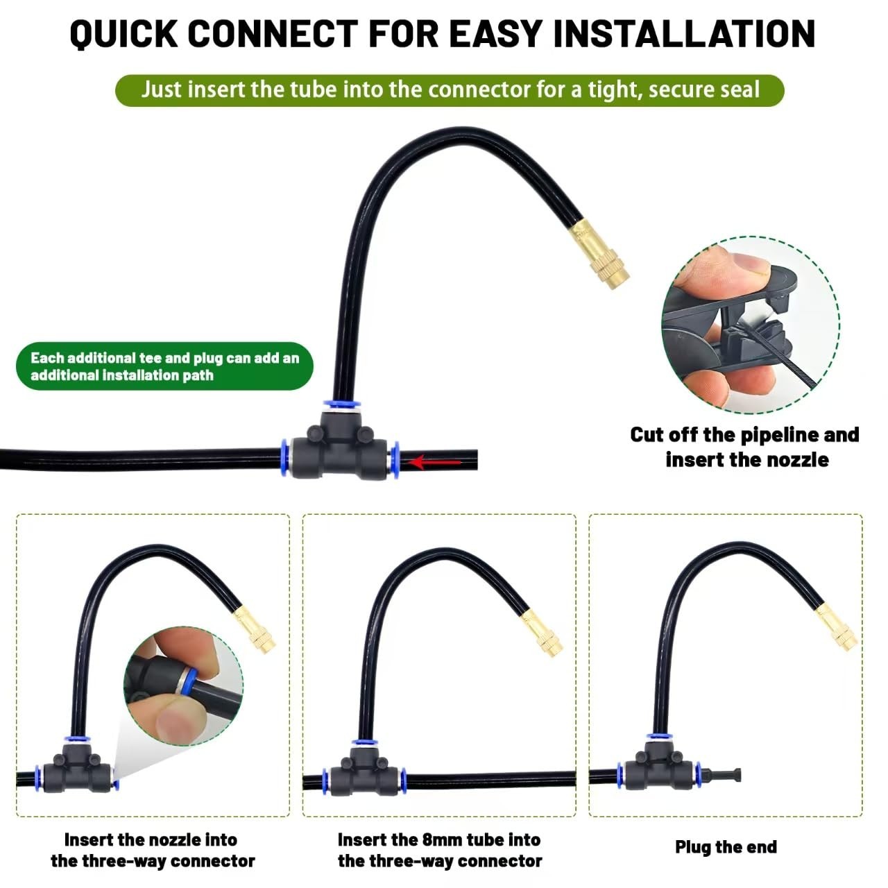 50 FT 360° Adjustable Drip Irrigation System - Automatic Garden Watering, 16 Noz