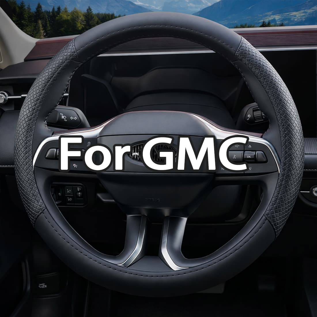 15'' Nappa leather Steering Wheel Cover for GMC Yukon Sierra 1500 2500HD 3500HD
