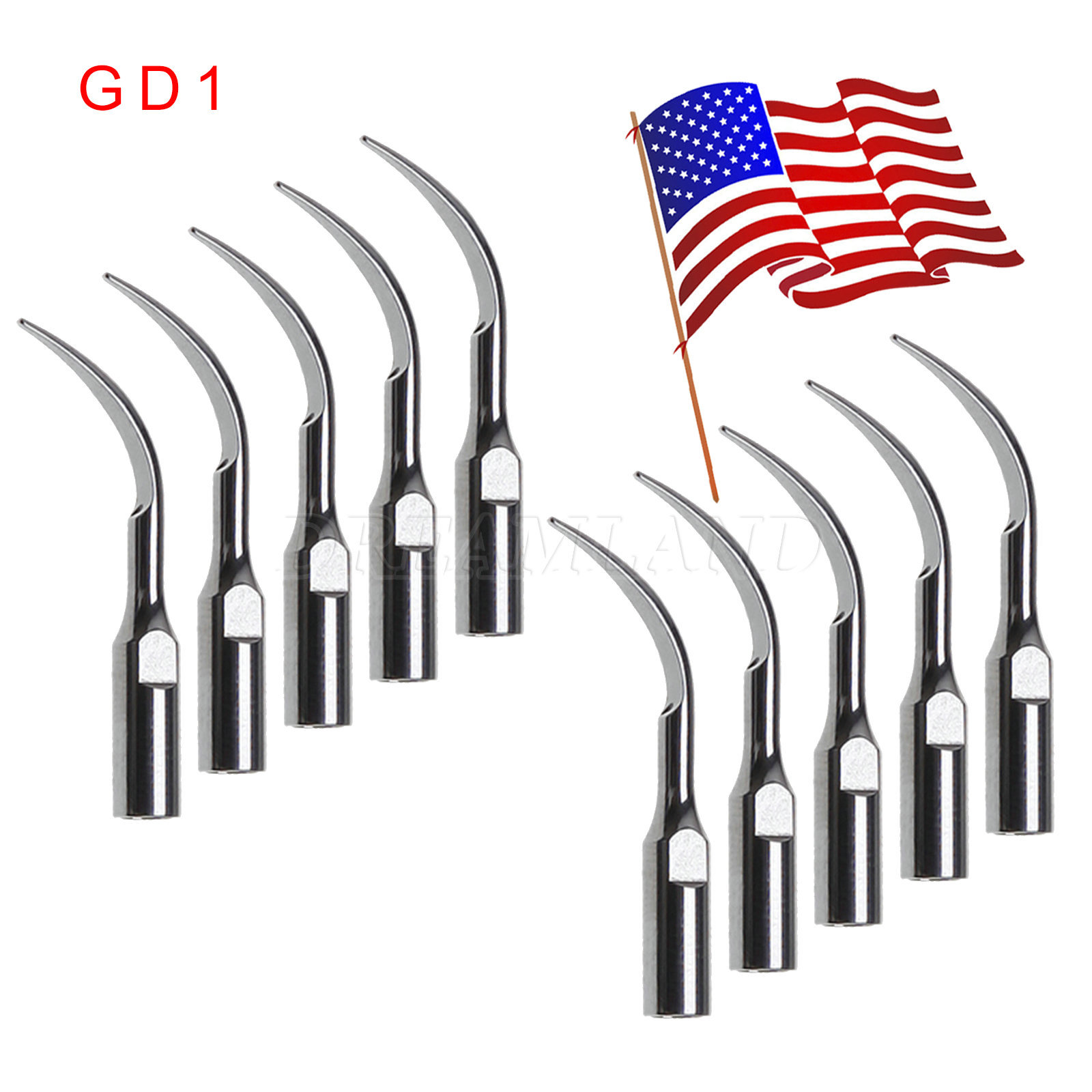 10Pcs Dental Ultrasonic Scaler Scaling Tips for SATELEC DTE Handpiece GD1 USA