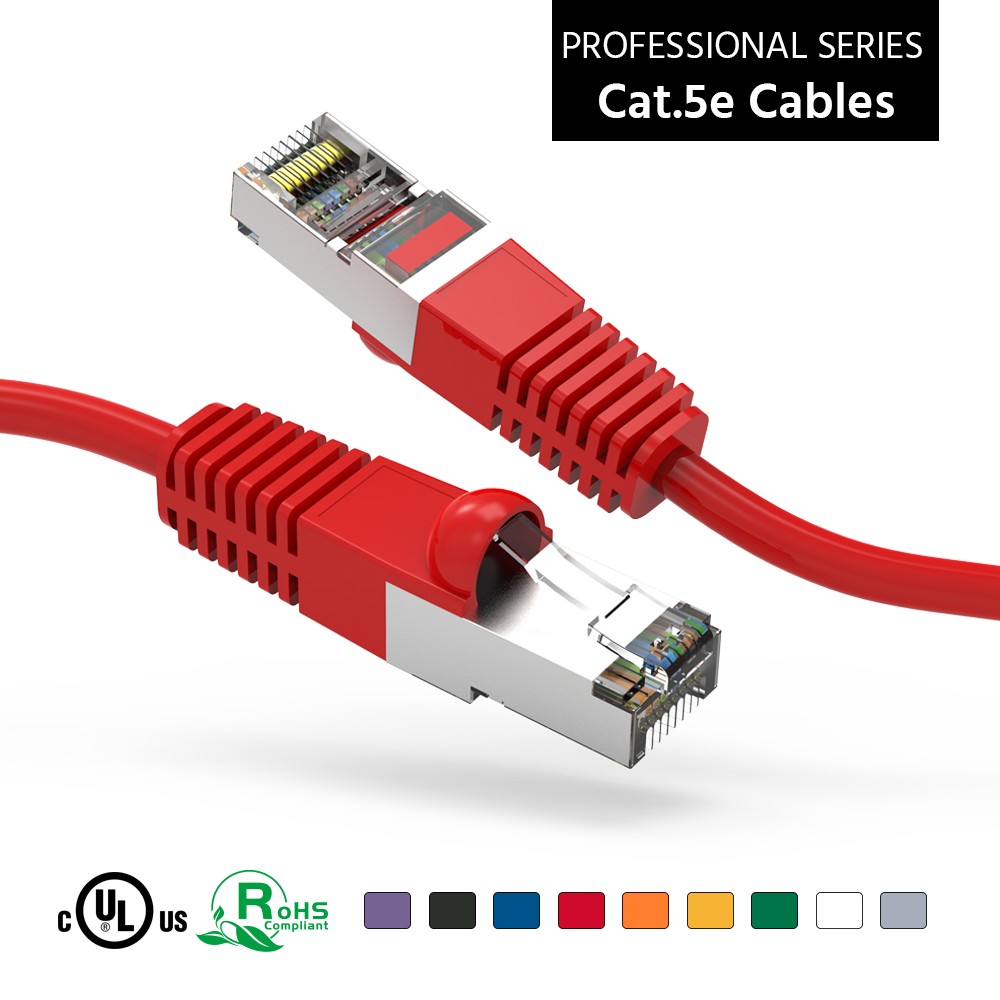 7Ft CAT5E Shielded (FTP) Ethernet Network Booted Cable Red