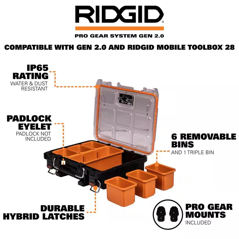 Pro Gear System Gen 2.0 Stackable XL Tool Box, Durable Power Tool Case, and Comp