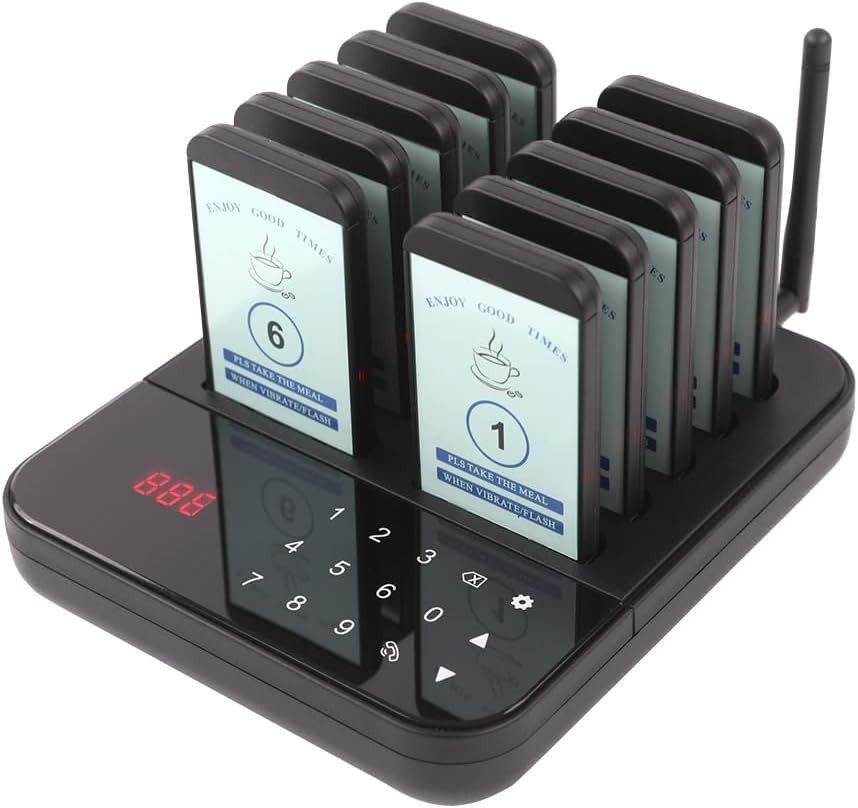 AGJ Restaurant Pager 10 Beepers Wireless Calling System Guest Customer Queue Pag