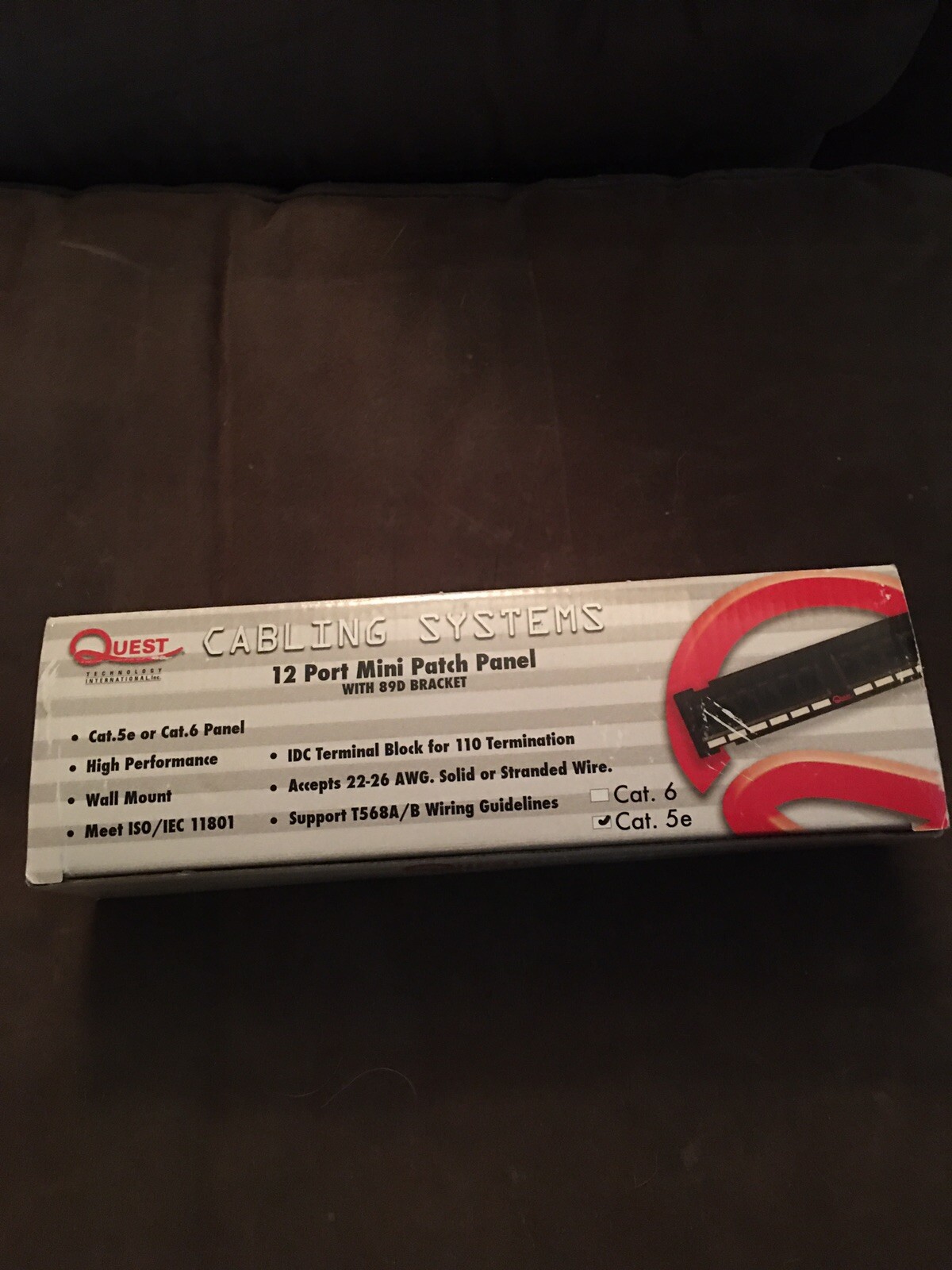 Quest Cabling System 12 port Mini Patch Panel w/89D Bracket Cat 5e