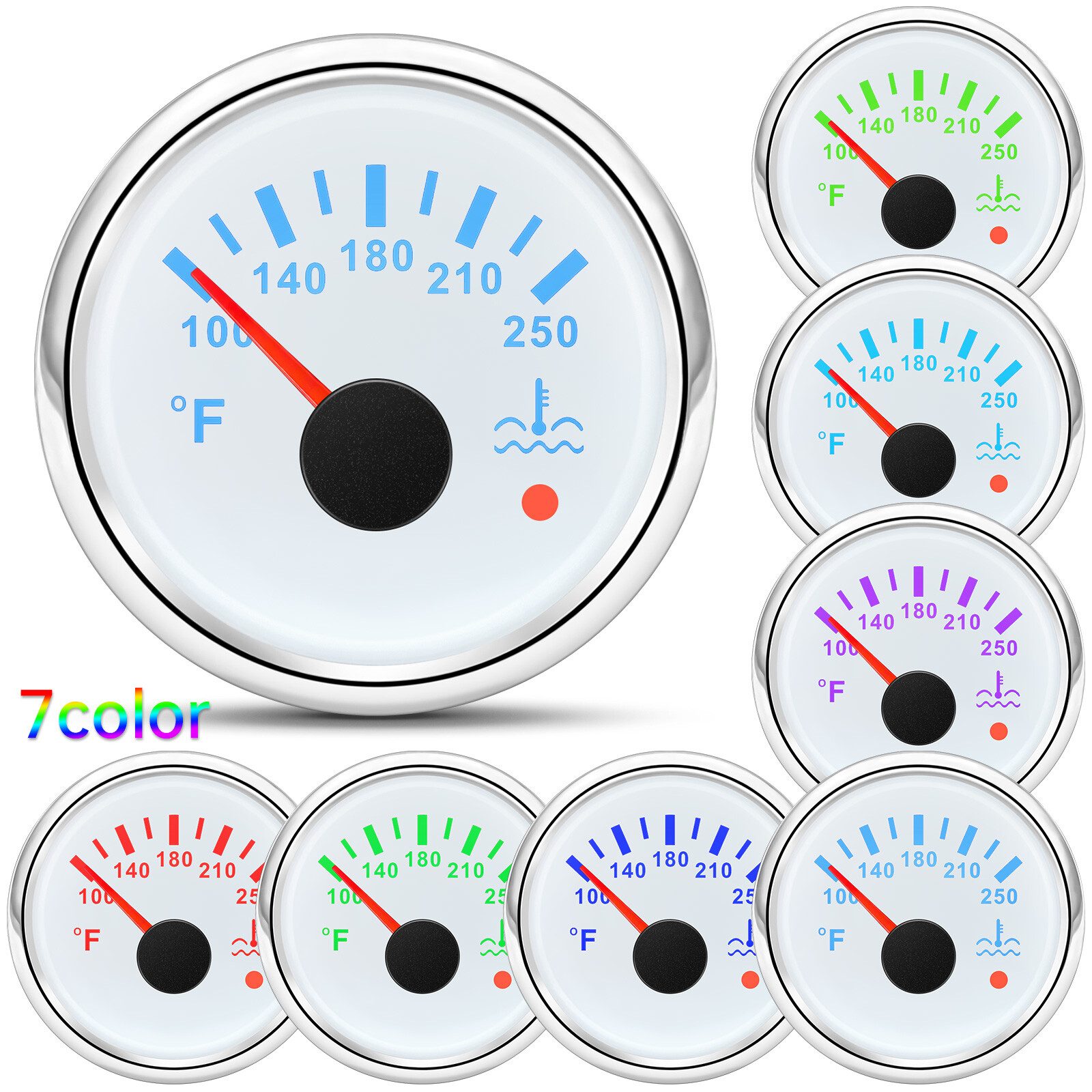 2“ 52mm Water Temperature 100-250℉ Gauge for Marine Boat Car Truck Waterproof